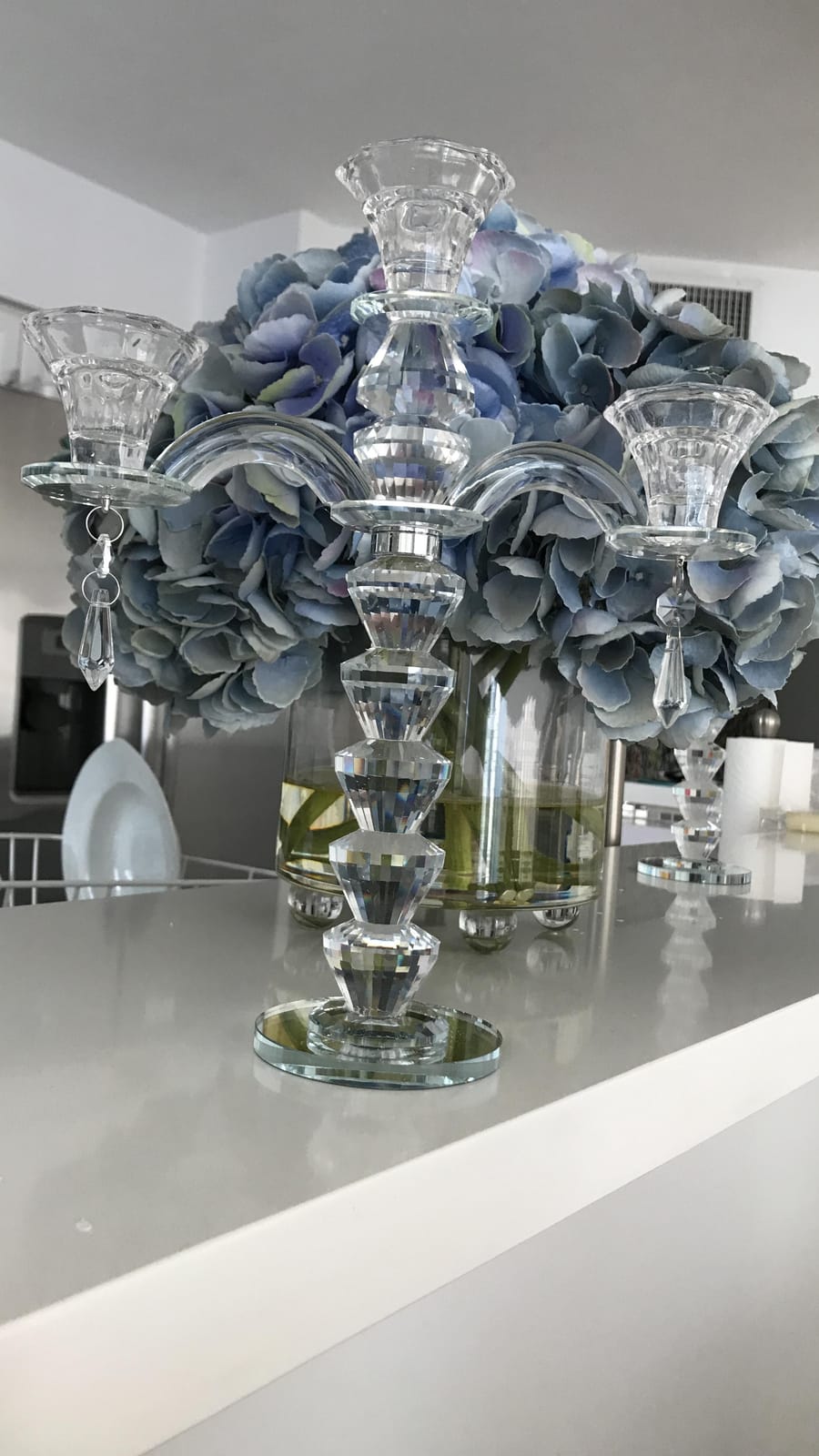 Allgala Crystal Candle Holder 5-Arm Taper Candlestick Crystal Candelabra - Centerpiece for Home Wedding Event and Party Festival customer photo 1