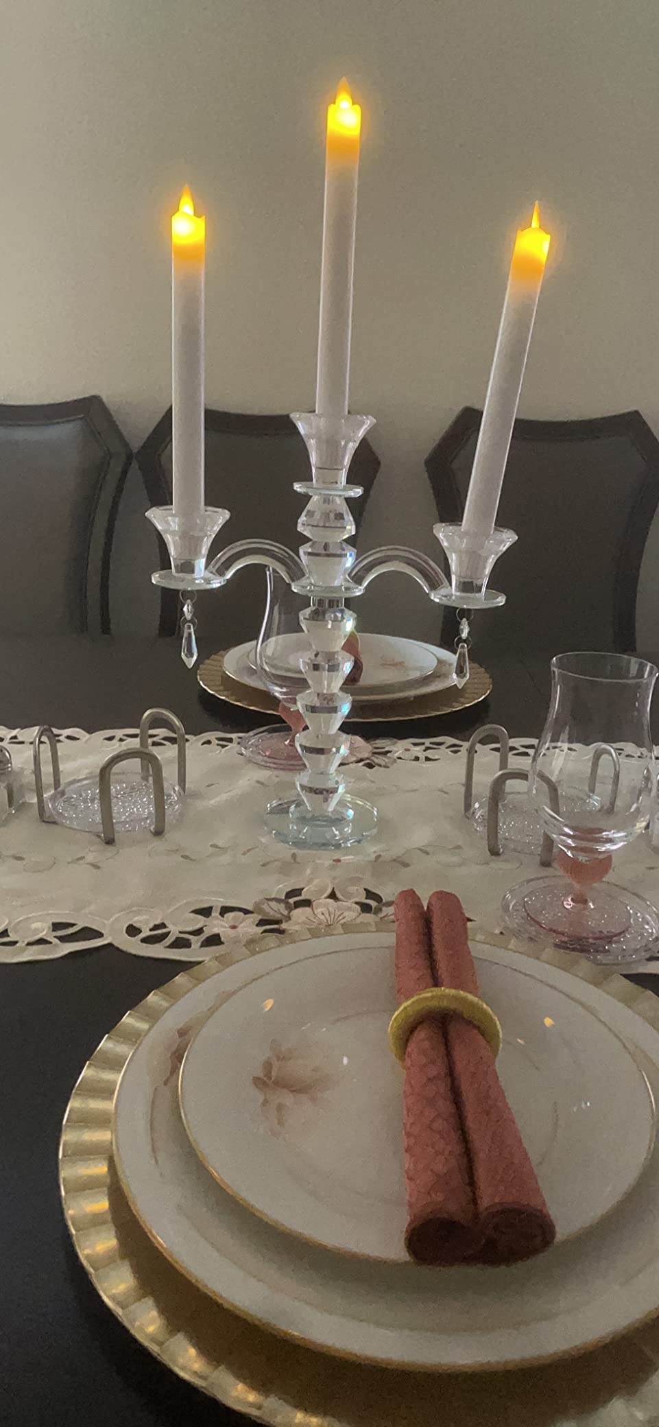 Allgala Crystal Candle Holder 5-Arm Taper Candlestick Crystal Candelabra - Centerpiece for Home Wedding Event and Party Festival customer photo 2