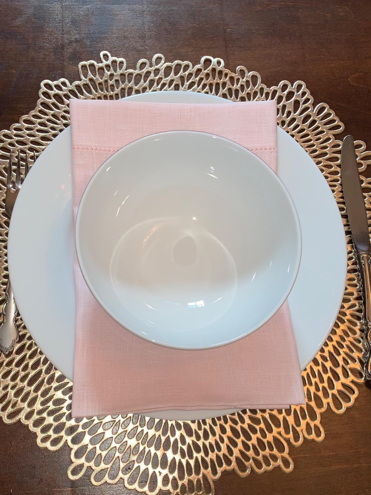 Solino Home 100% Pure Linen Napkins Ivory Hemstitch, 20 x 20 in, Set of 4 customer photo 1