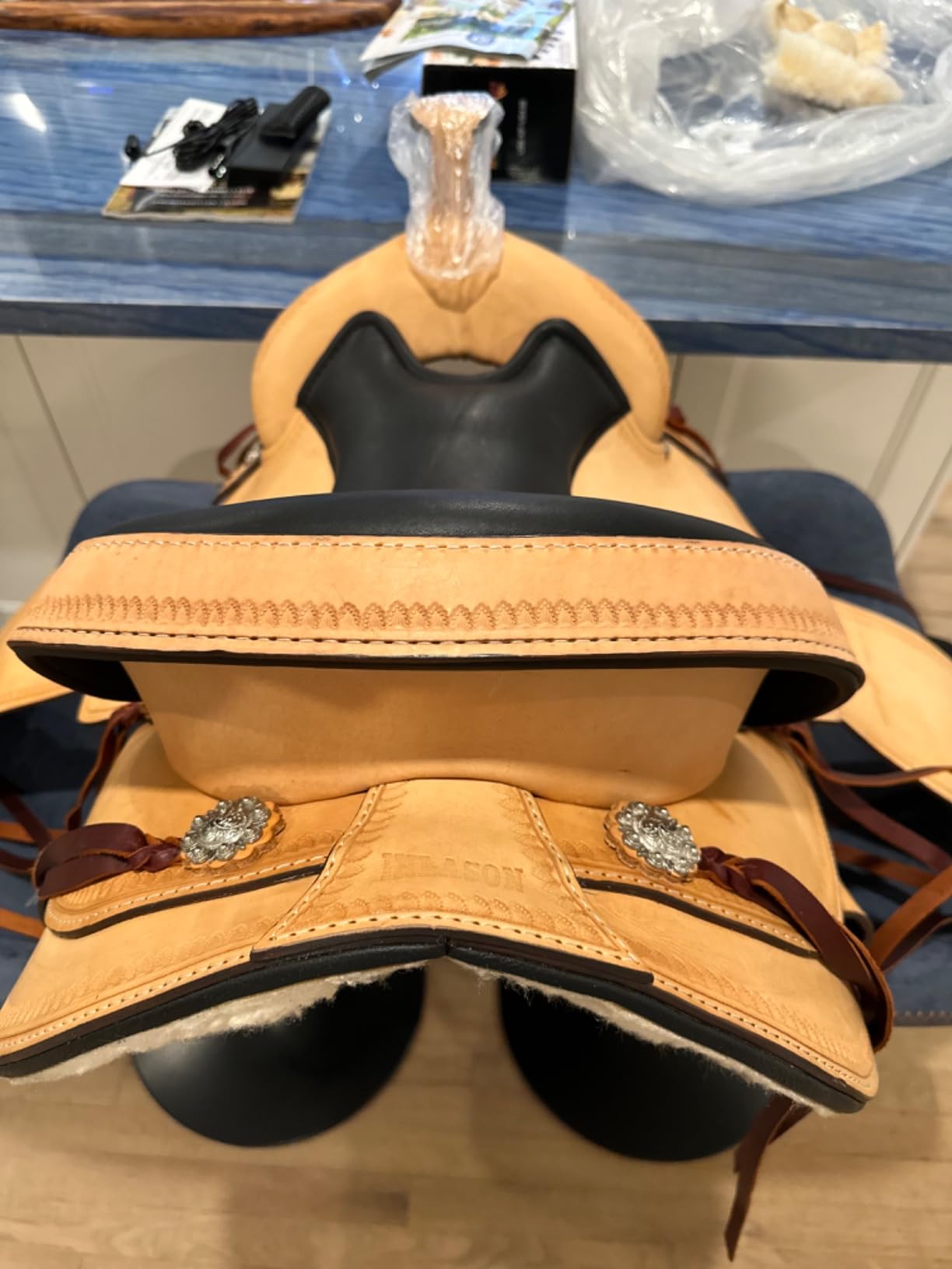 HILASON Hand-Tooled Leather Western Saddle Flex Tree Tan customer photo 2