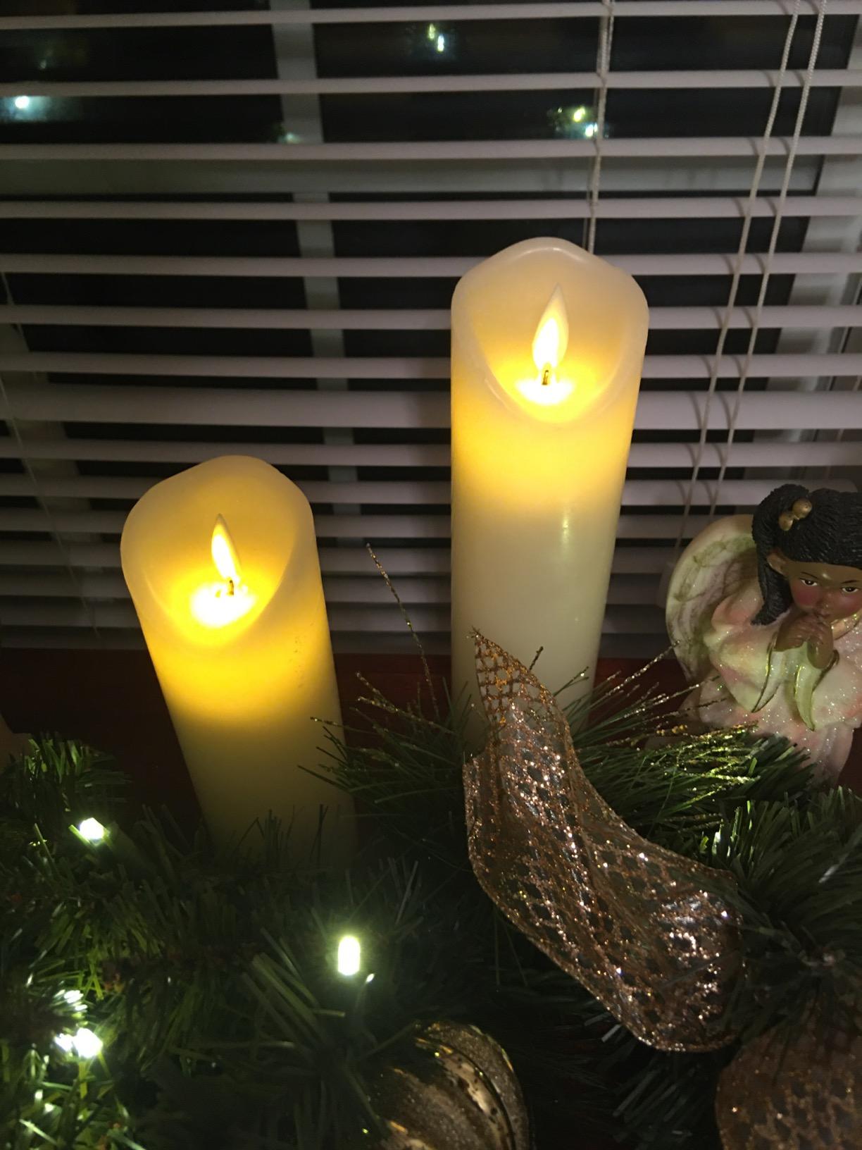 antizer Flameless Candles Set of 9 Ivory Dripless Real Wax Pillars Include Realistic Dancing LED Flames and 10-Key Remote Control with 24-Hour Timer Function 400+ Hours By 2 AA Batteries customer photo 1