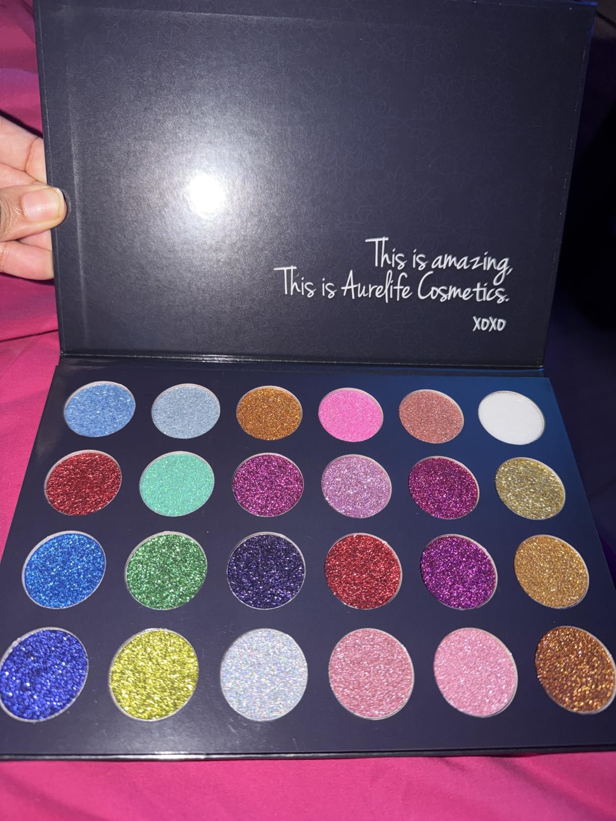Aolailiya 24 Color Pressed Glitter Eyeshadow Palette - Mineral Ultra Shimmer Makeup Palette Eye Shadow Powder Long Lasting Waterproof customer photo 2