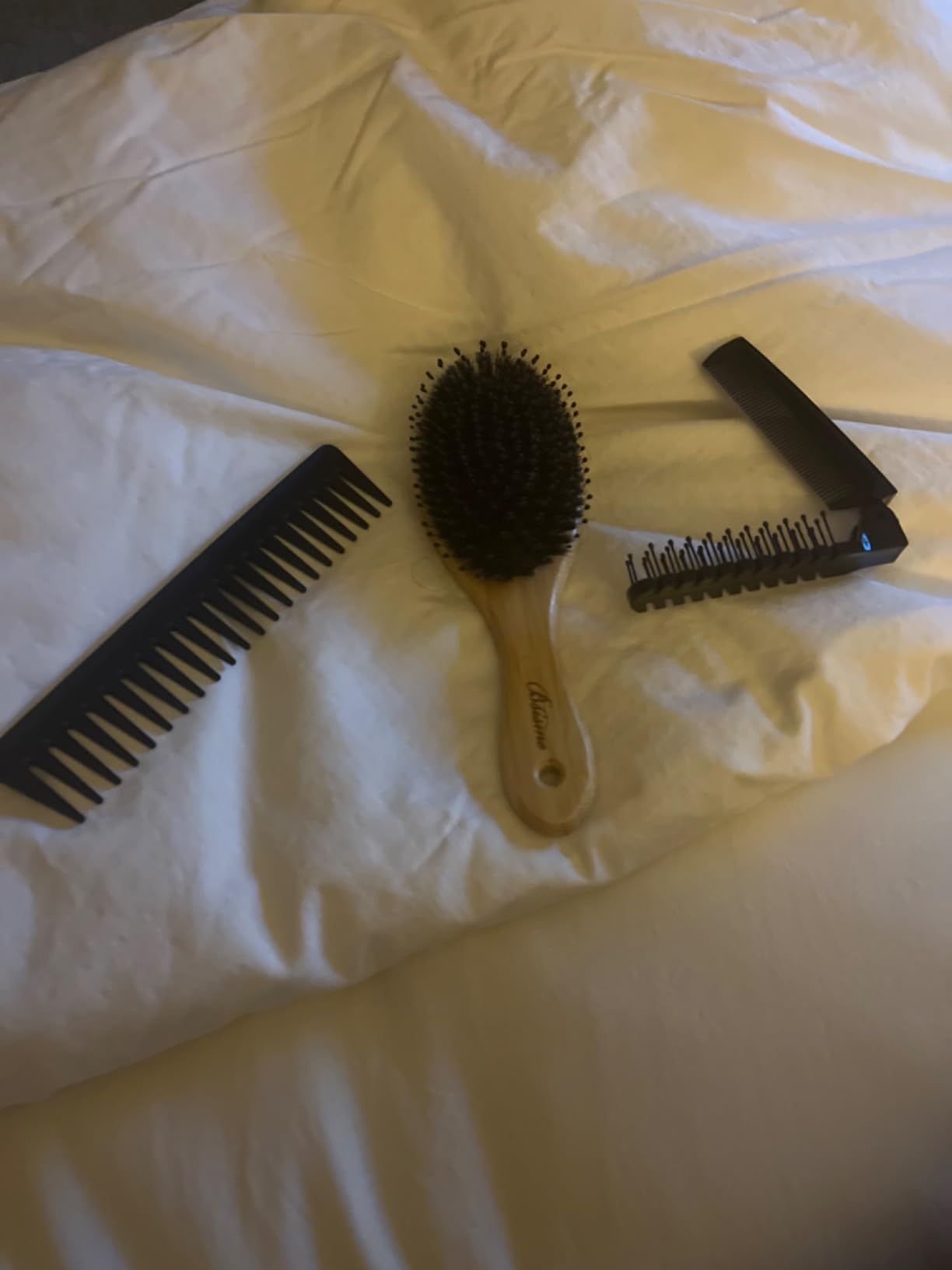 Hair Brush Comb Set Boar Bristle Hairbrush for Curly Thick Long Fine Dry Wet Hair,Best Travel Bamboo Paddle Detangler Detangling Hair Brushes for Women Men Kids Adding Shine Smoothing Hair customer photo 1