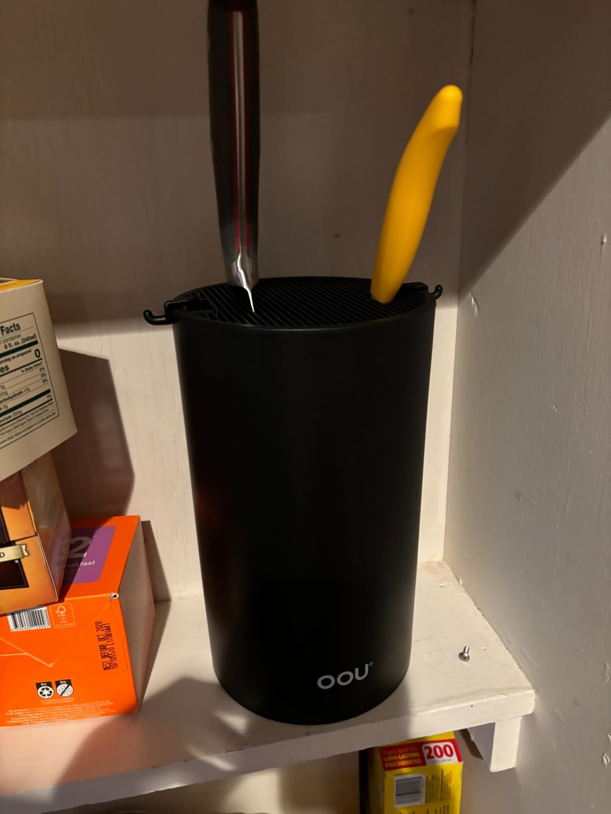 OOU Universal Knife Block Holder Without Knives, Round Kitchen Knife Holder, Detachable Knife Storage for Easy Cleaning-Black customer photo 2