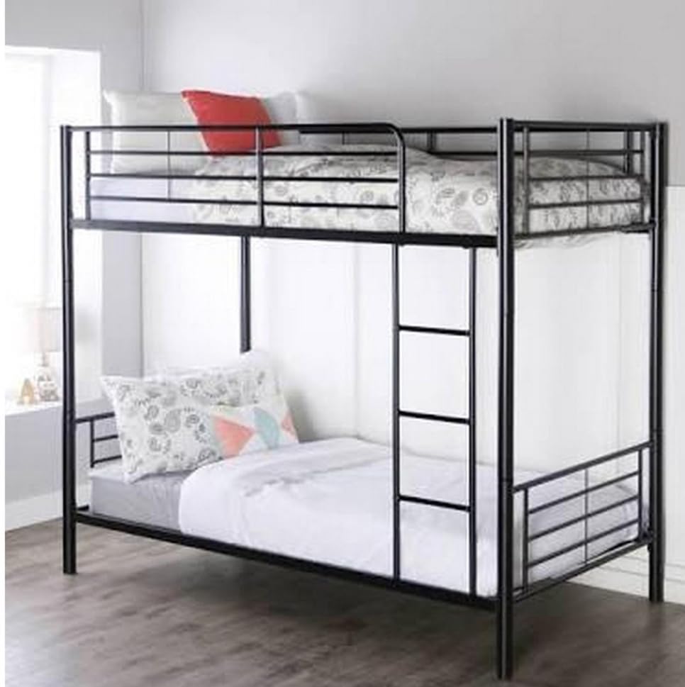 Bonnlo Bunk Bed Twin Over Twin for Kids/Teens/Adults Heavy Duty 2 Decker Bed with Flat Ladder and 13 inches High Guardrail, Metal Space Saver Bed with Stairs, Black customer photo 2