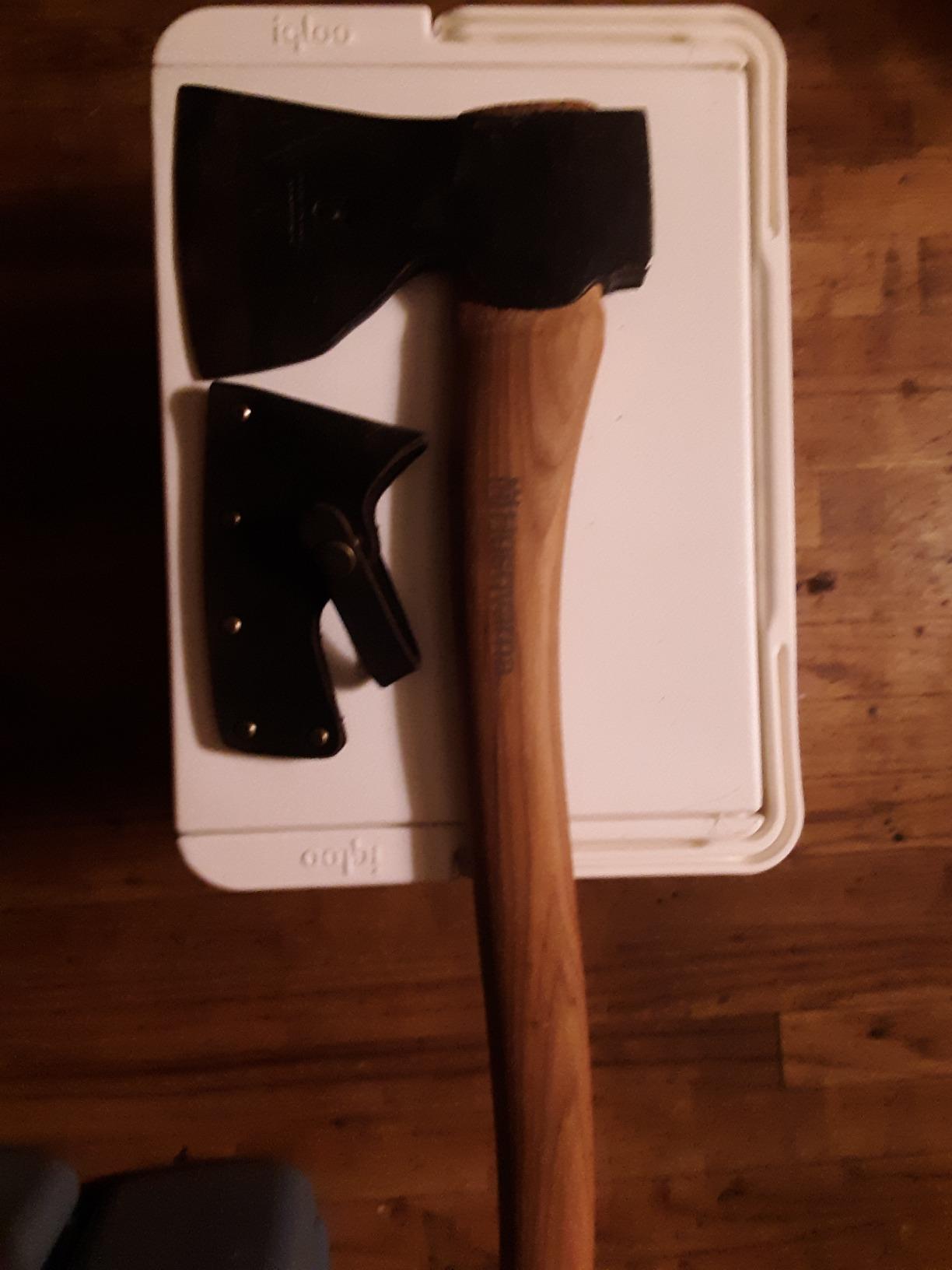 Husqvarna 596271201 20 in. Wooden Curved Carpenter Axe, Orange/Gray customer photo 2