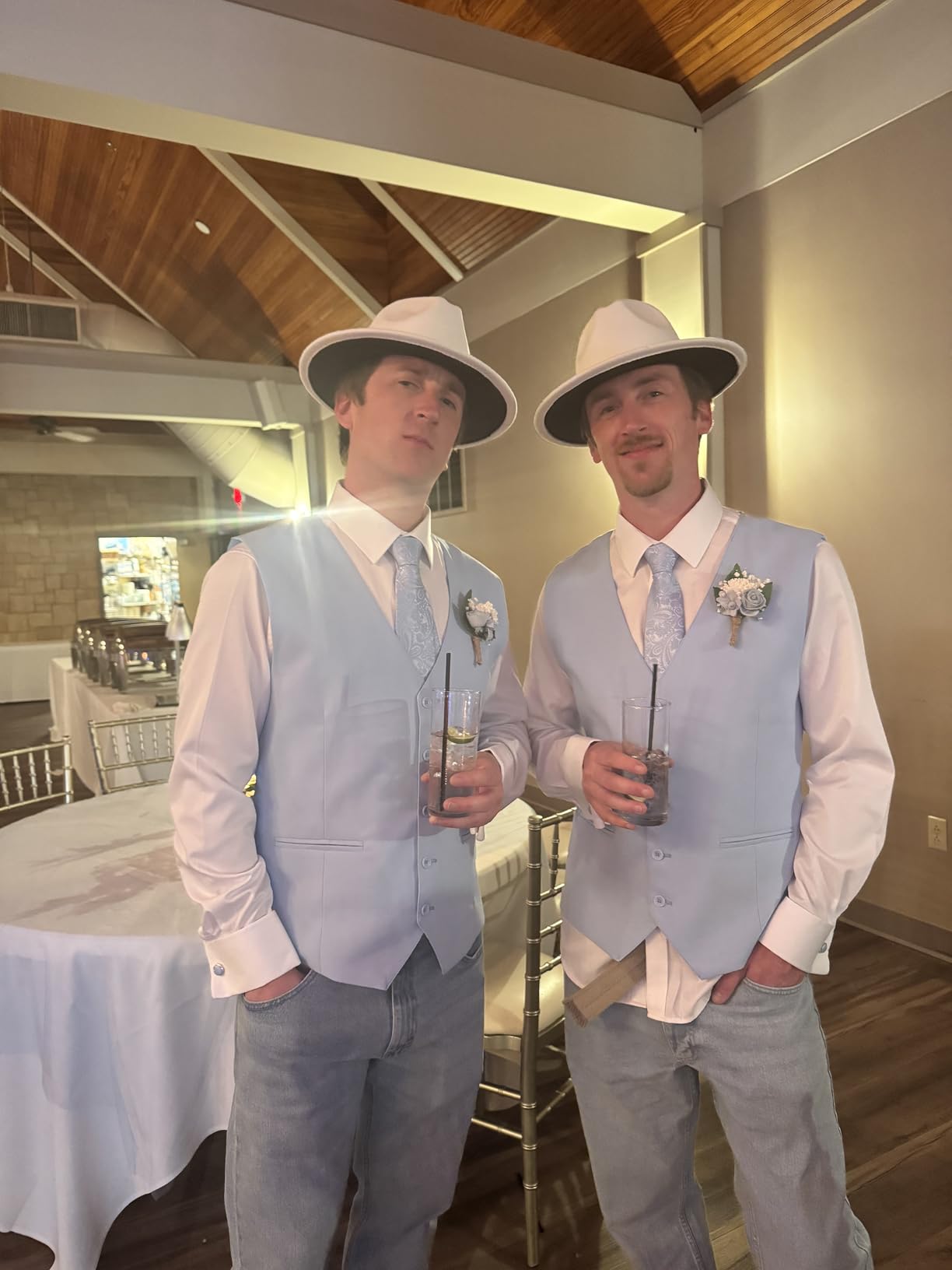Wide Brim Fedora Hats for Women Men Two Tone Dress Hat Felt Panama Hat in Two Audlt Size customer photo 1