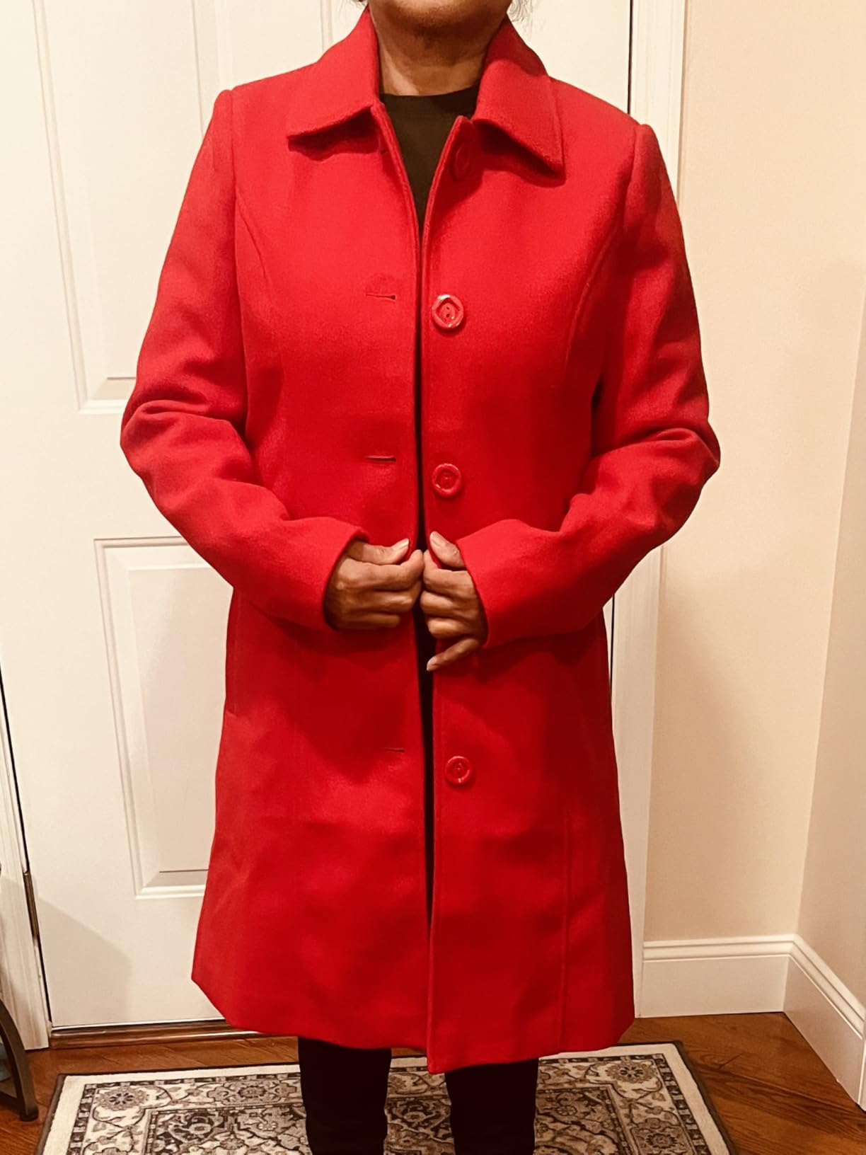 Jenkoon Women's Wool Trench Coat Winter Long Thick Overcoat Walker Coats customer photo 2