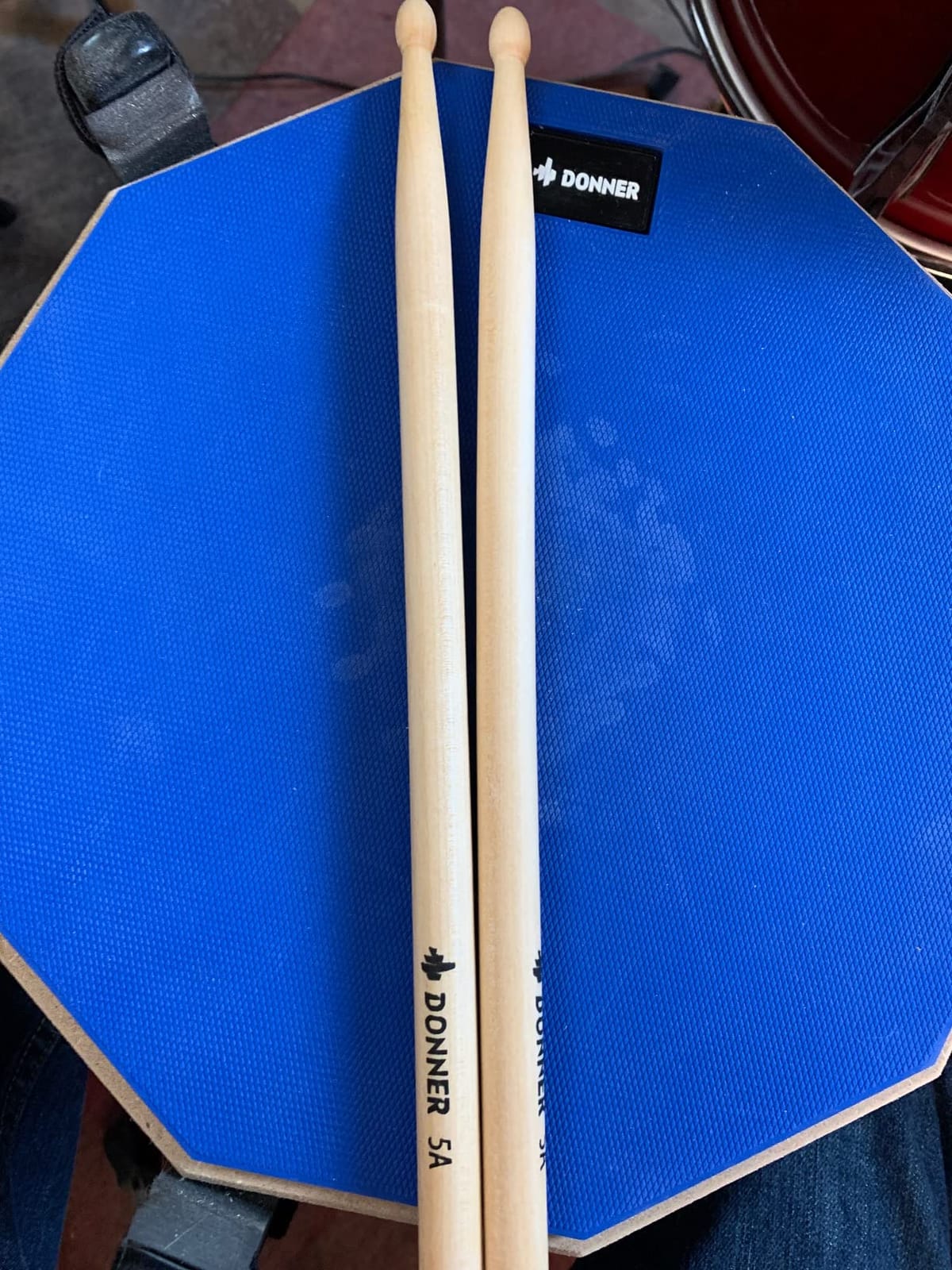 Donner 12 Inches Drum Practice Pad Silent Drum Pad Set Blue 2-Sided With Drum Sticks customer photo 2