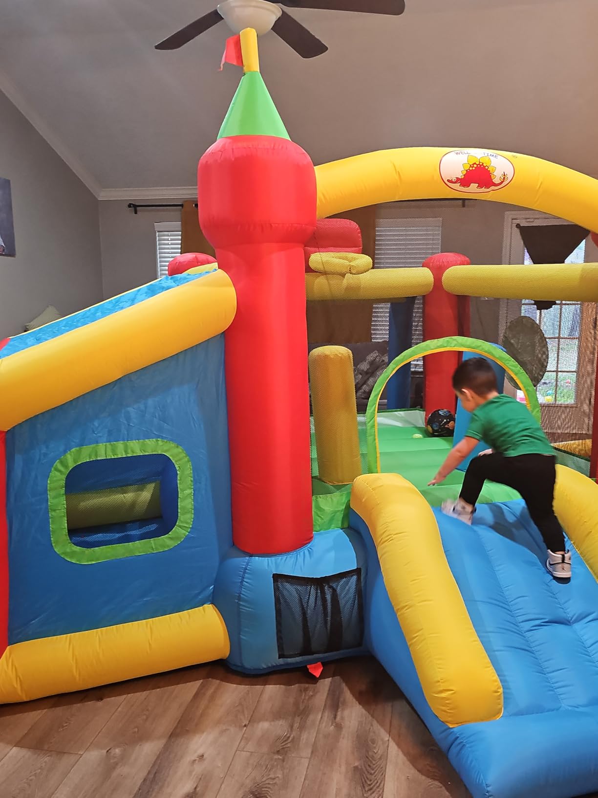 WELLFUNTIME Inflatable Bounce House,Jumping Castle Slide with Blower,Kids Bouncer with Ball Pit customer photo 1