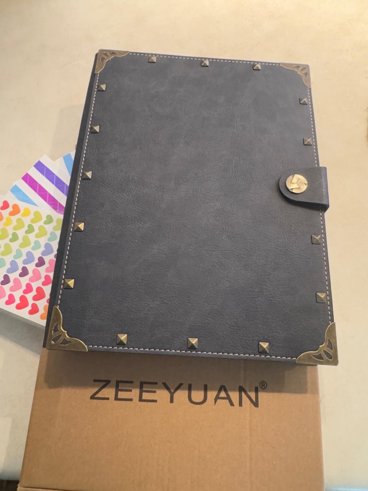 ZEEYUAN Scrapbook Album Leather Photo Album Memories DIY Scrap Book 10.8