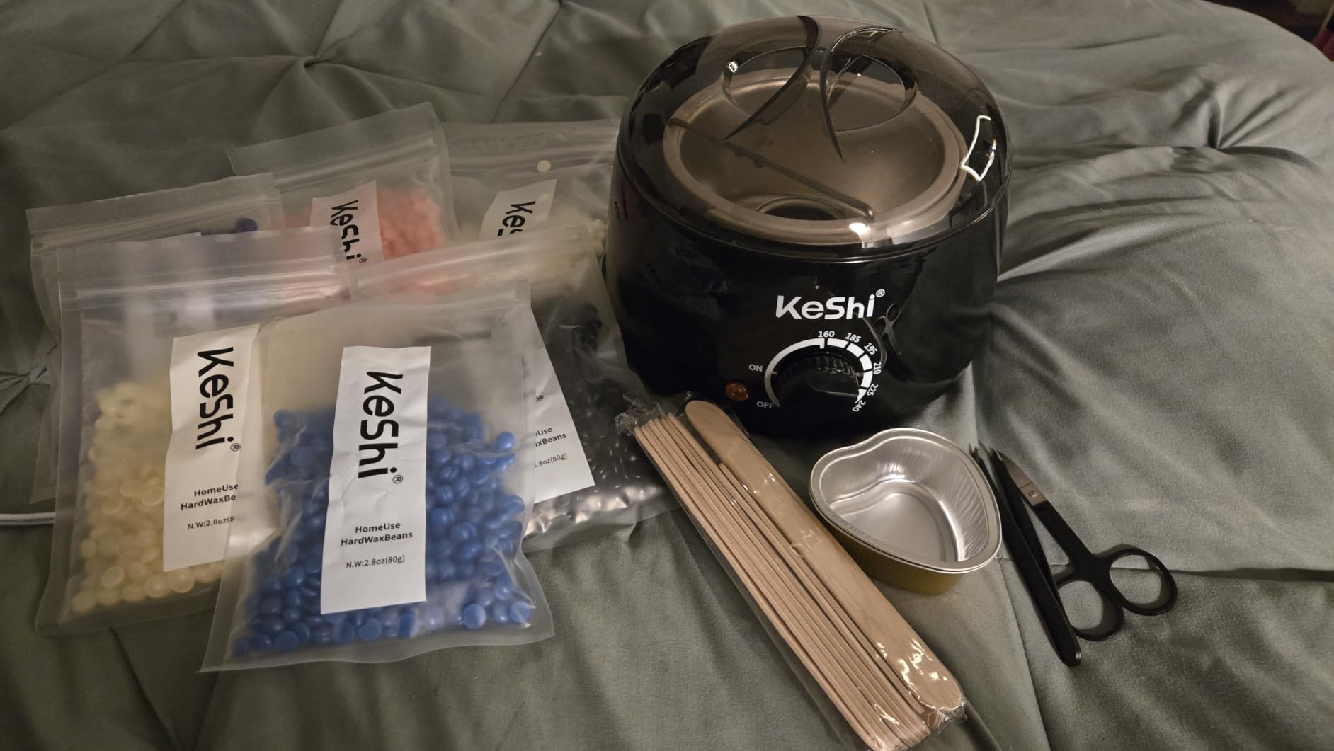 KeShi Waxing Kit, Painless Hair Removal Wax Warmer with 6 Bags Hard Wax Beans for Full Body, Legs, Face, Eyebrows & Bikini customer photo 1