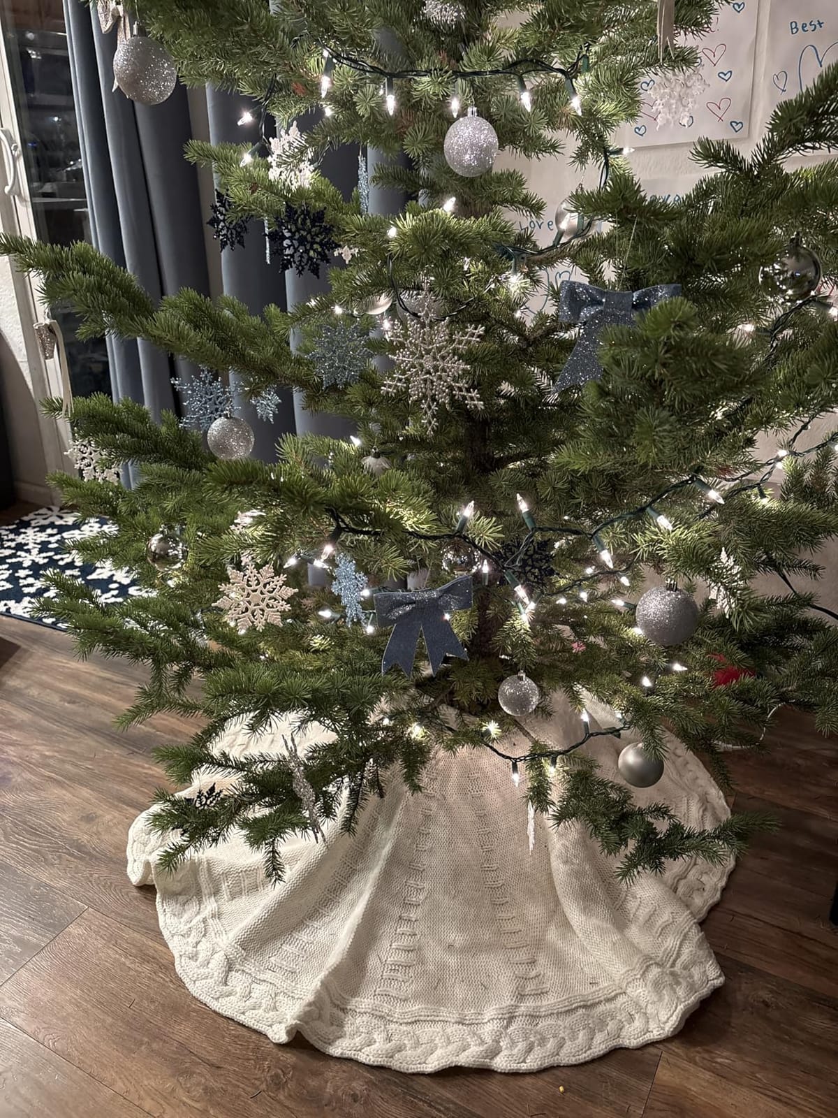 48 Inch Christmas Tree Skirt: Braided Cable Knit Tree Skirt for 7.5FT Tree, Cream White Tree Skirt, Vintage Tree Skirts, Rustic Farmhouse Christmas Decorations customer photo 1
