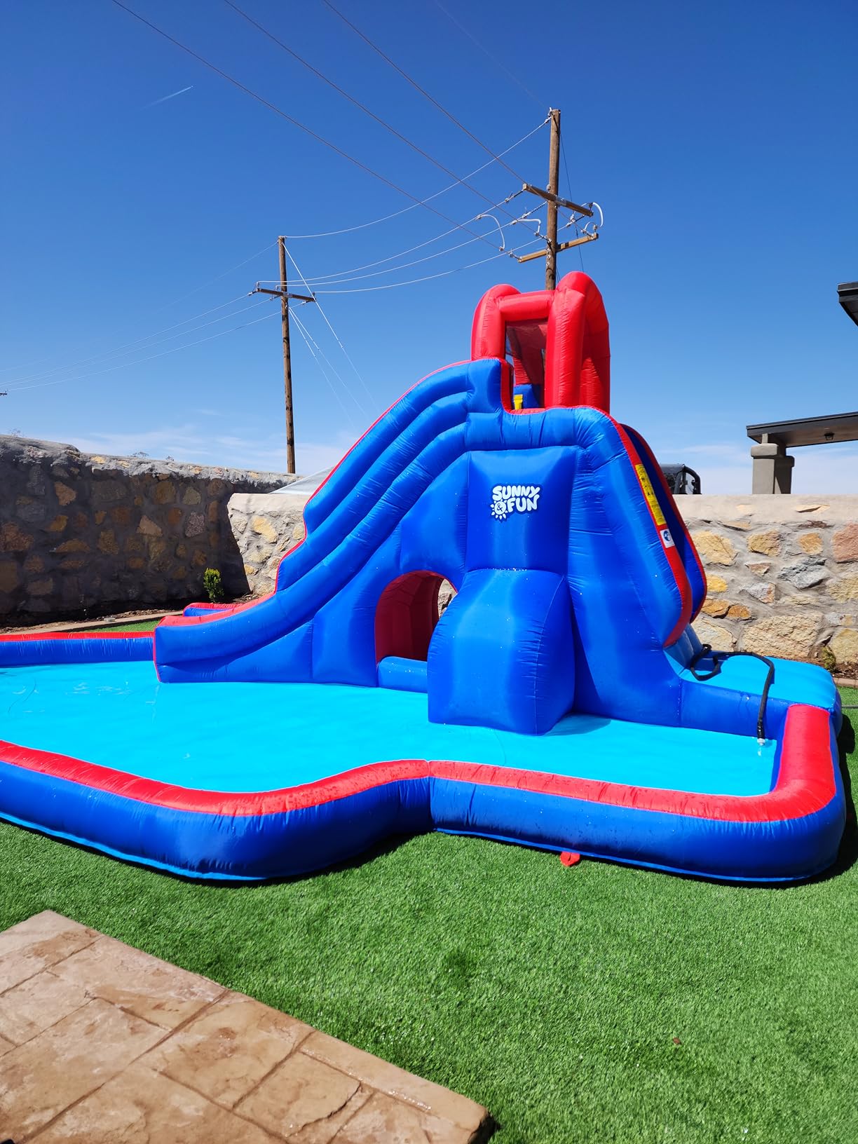 Sunny & Fun Deluxe Inflatable Water Slide Park with Climbing wall & Tunnel customer photo 1
