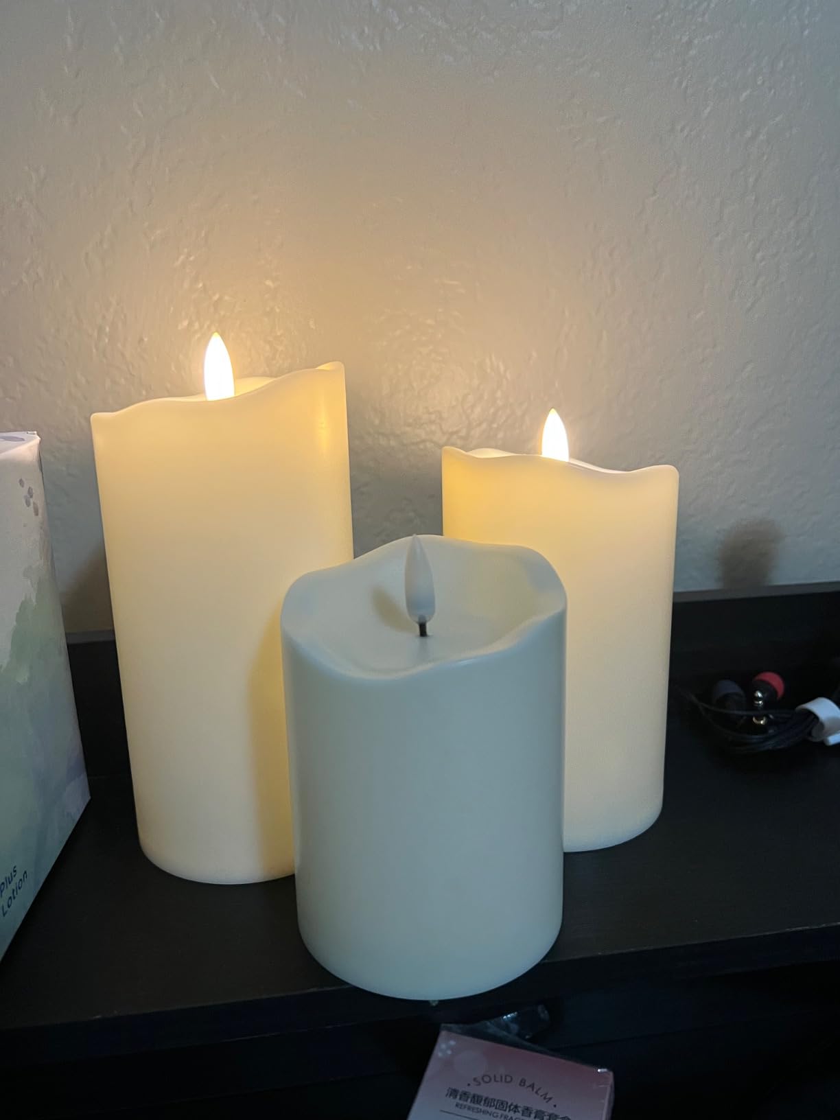 ANGELLOONG Flickering Flameless Candles with Remote, Fake Candles Set of 3 | Realistic Battery Operated Candles, LED Candle for Fall Room Home Wedding Decor Centerpieces Table Party Christmas Decoration customer photo 2