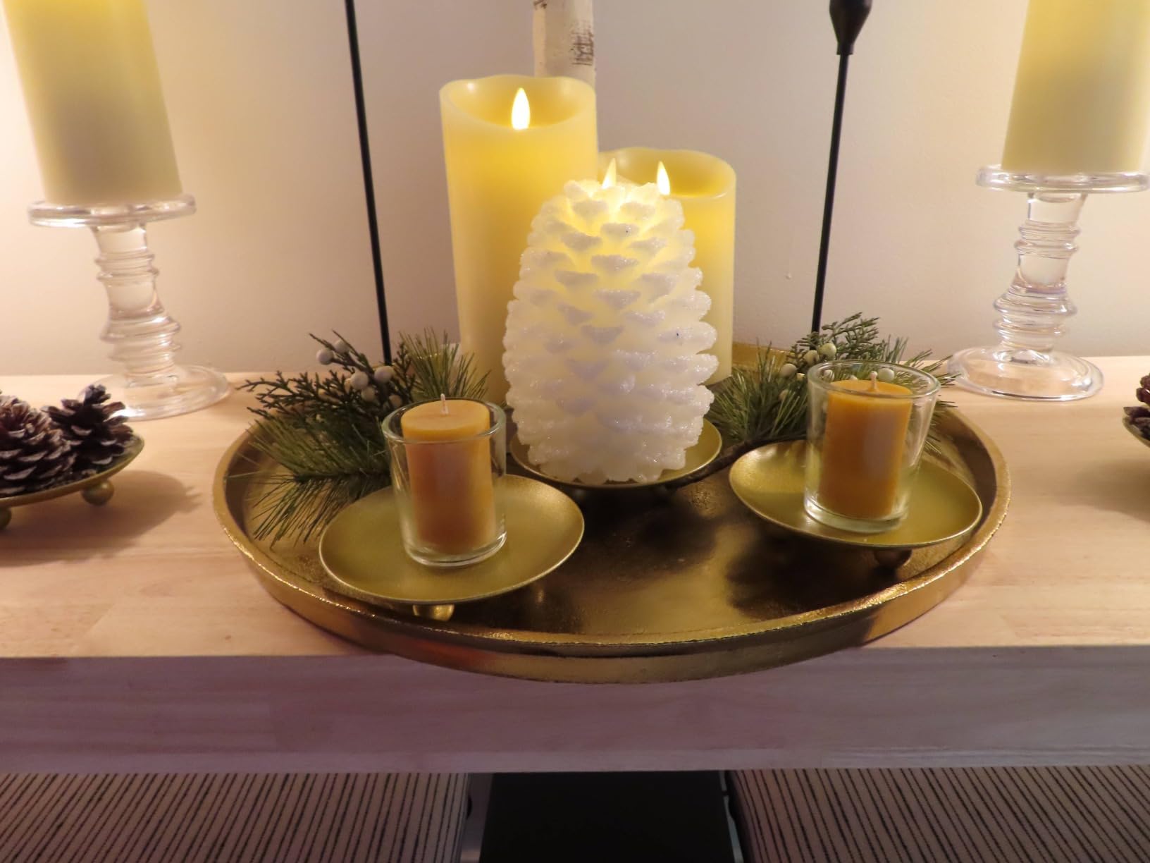 Iron Plate Candle Holder, Gold, Decorative Iron Pillar Candle Holder, Set of 3,Candle Stand for Wax Candles customer photo 2