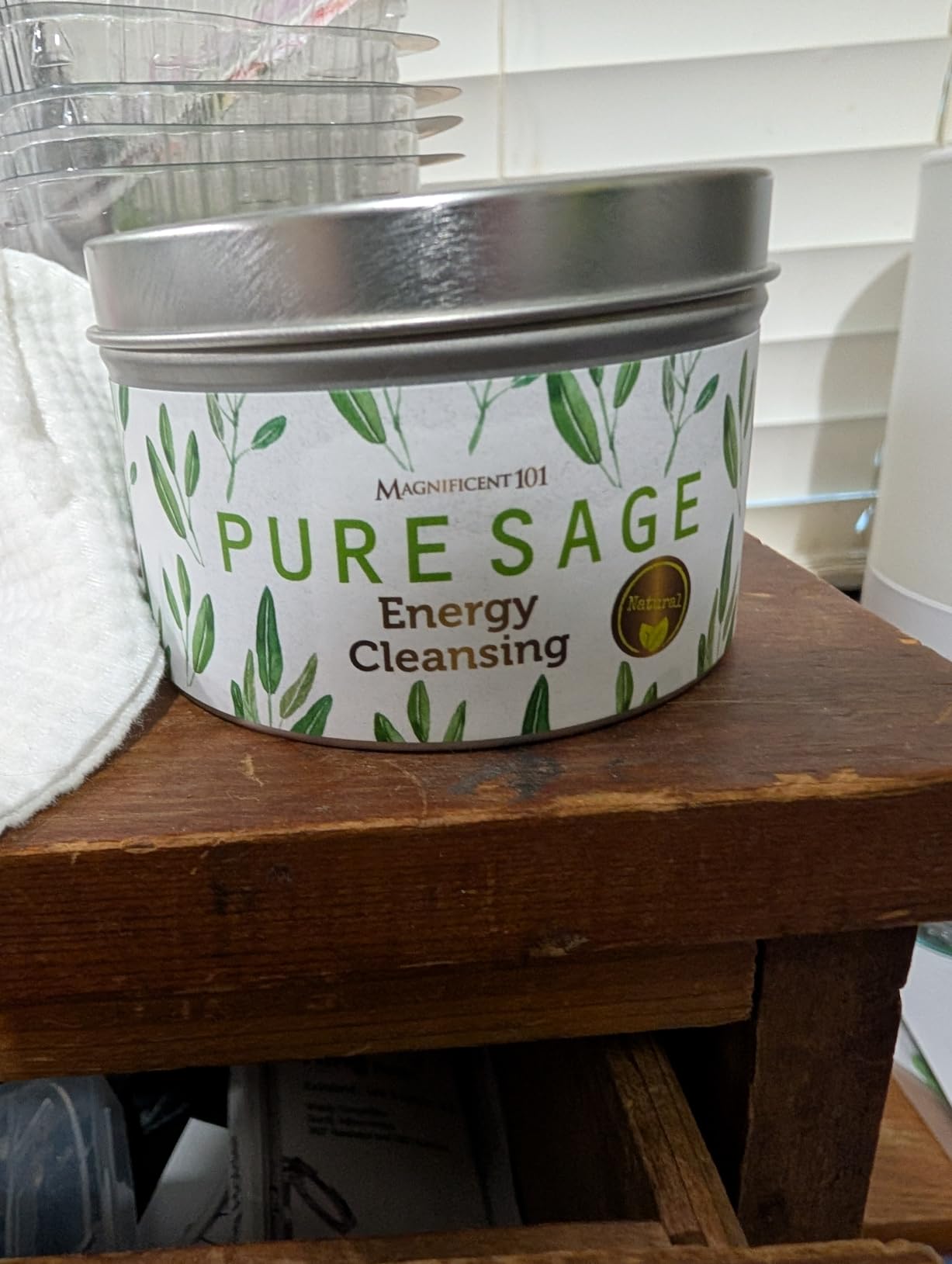 Magnificent 101 Pure Sage Tin Candle for Energy Cleansing, 6oz | 100% Natural Soy Wax, Pure Sage Essential Oils, 35 Hour Long-lasting Clean Burn customer photo 1