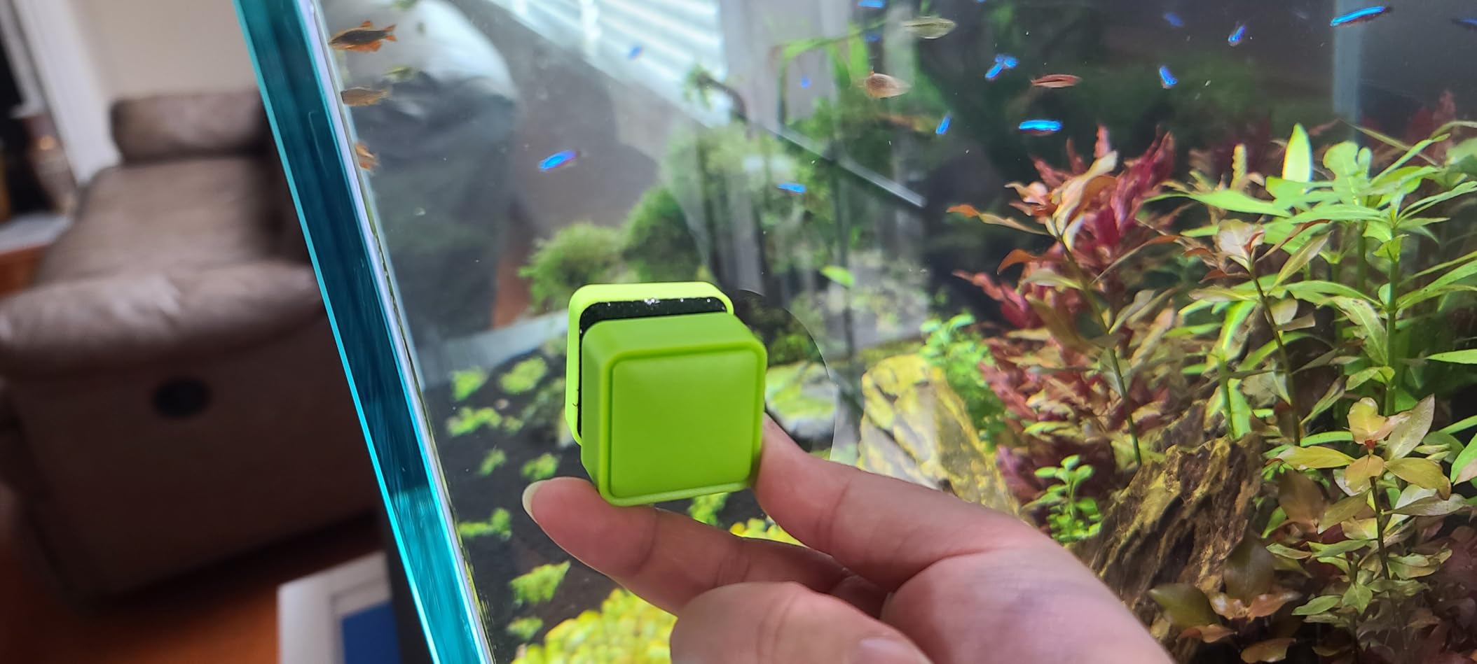 Magnetic Aquarium Fish Tank Glass Algae scrapers Glass Cleaner Scrubber Clean Brush [Floating,Scratch-Free,Non-Slip,magnetizing] S customer photo 2