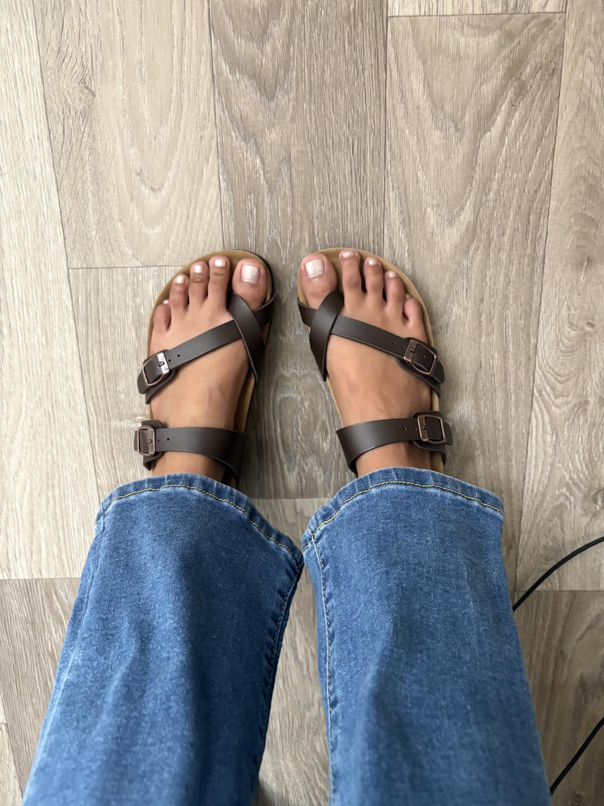 CUSHIONAIRE Luna Sandals for Women, Cork Footbed Womens Sandals for Summer Comfort with Adjustable Straps, Wide Width Available customer photo 2