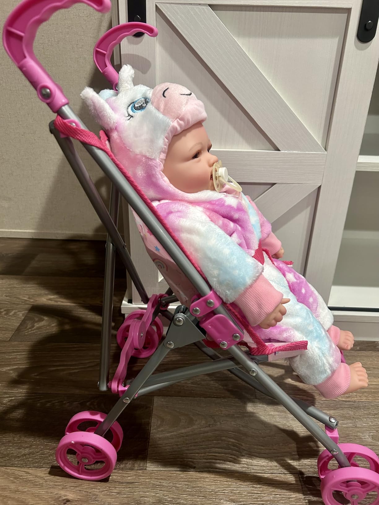 Dream Collection, Doll Stroller - Metal Fold Up and Down Umbrella Stroller for Realistic Pretend Play, Pink - 23” customer photo 1