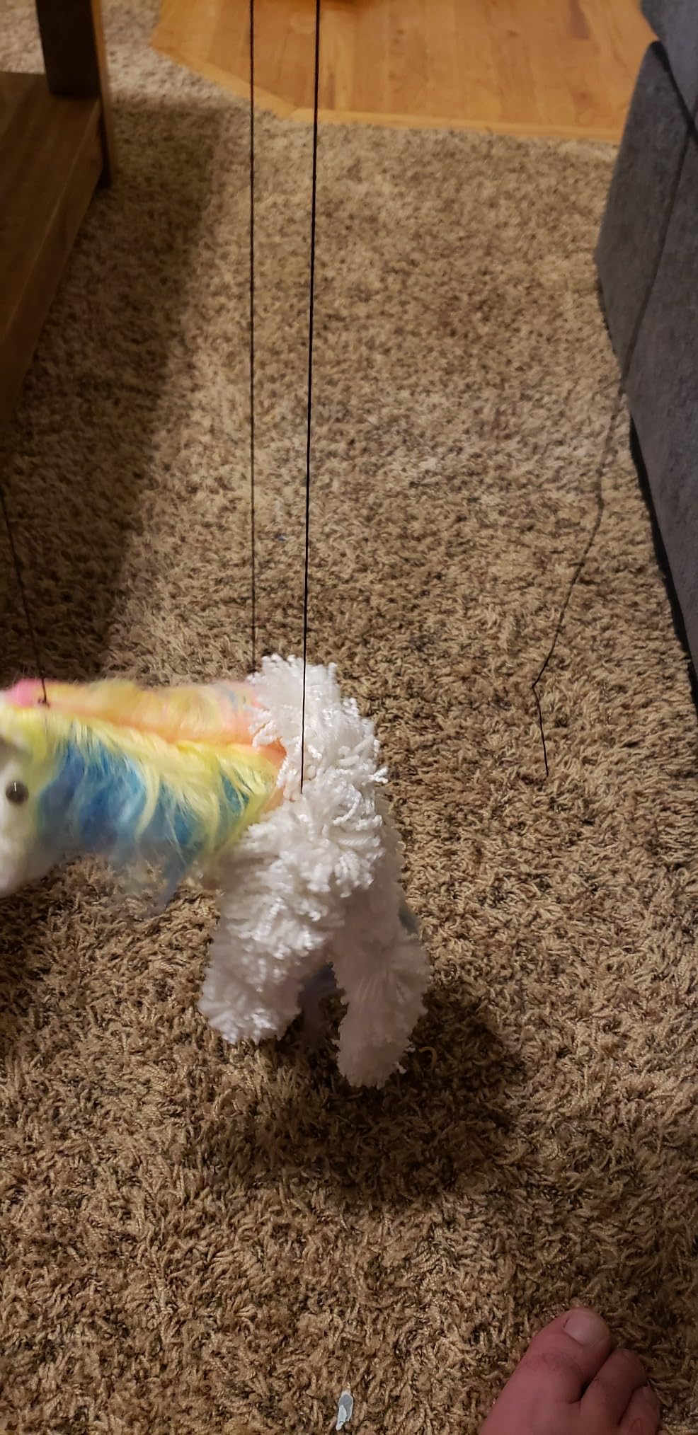 Artisan Owl Rainbow Mane Magical Unicorn Marionette Puppet - Wooden Feet and Detachable Strings (White) customer photo 2