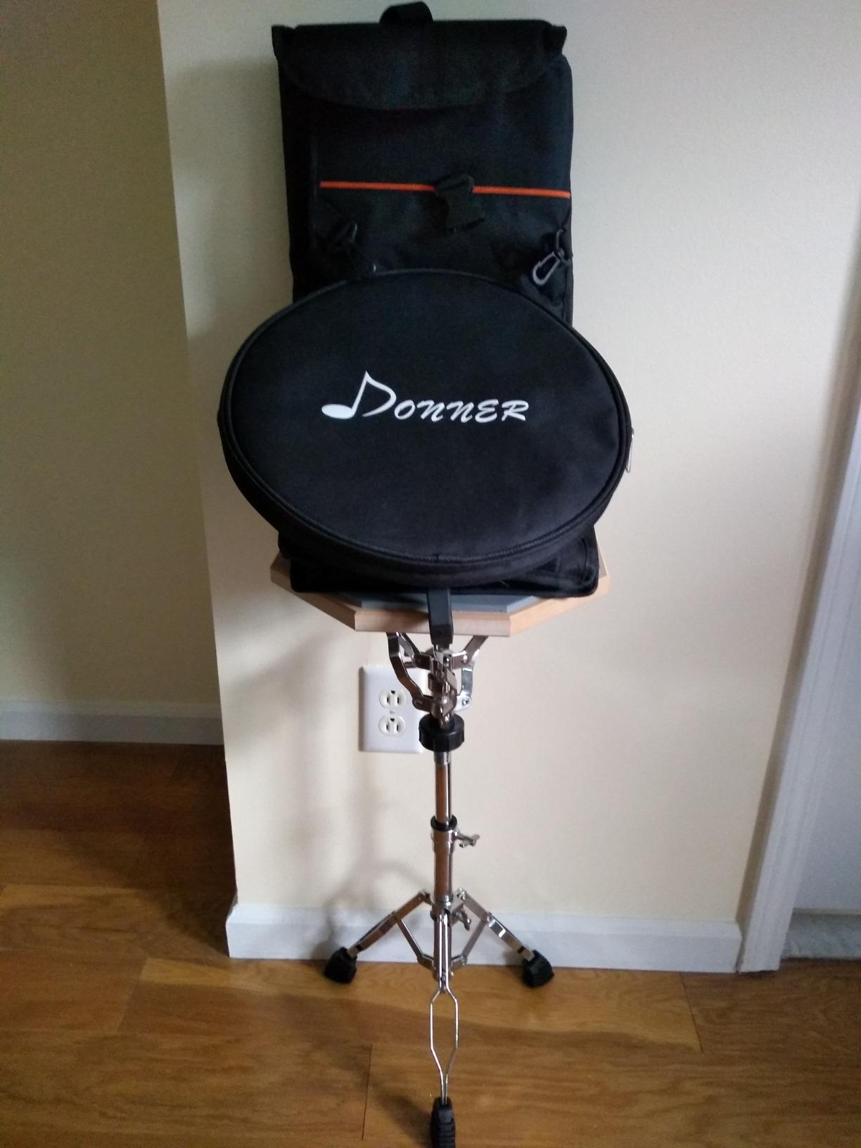 Donner Snare Drum Stand Set with Drum Practice Pad, 12'' Double-sided Silent Drum Pad set, Drumsticks, Backpack Adjustable Stand Fits 10''-14'' Dia Drums customer photo 2