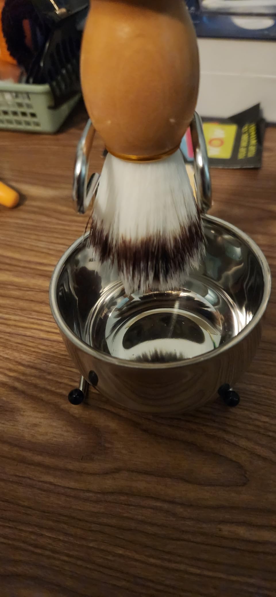 Anbbas Shaving Brush Set for Men 3in1 Vegan Style Synthetic Badger Hair Shaving Brushes, Stainless Steel Shaving Stand + Bowl Perfect for Wet Close Shave customer photo 1