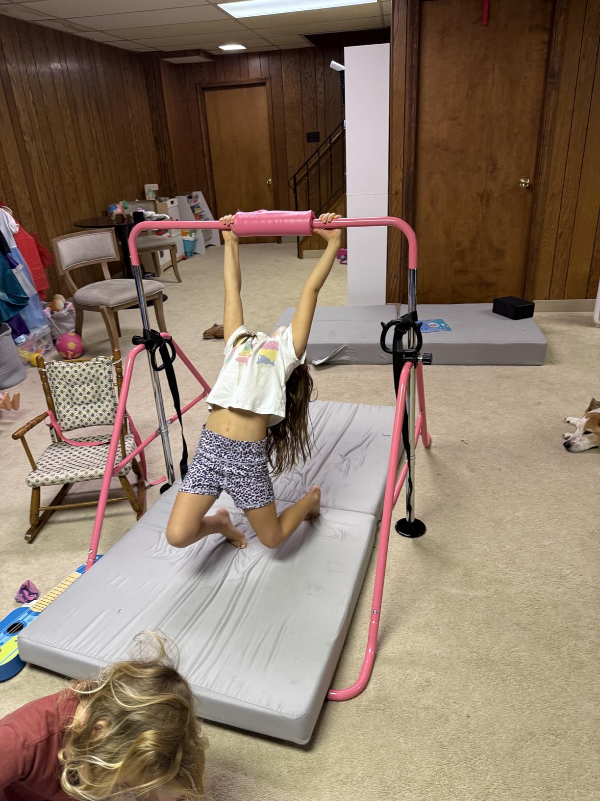 RINREA Gymnastic Bars for Kids, Adjustable Height Horizontal Bar for Home customer photo 2