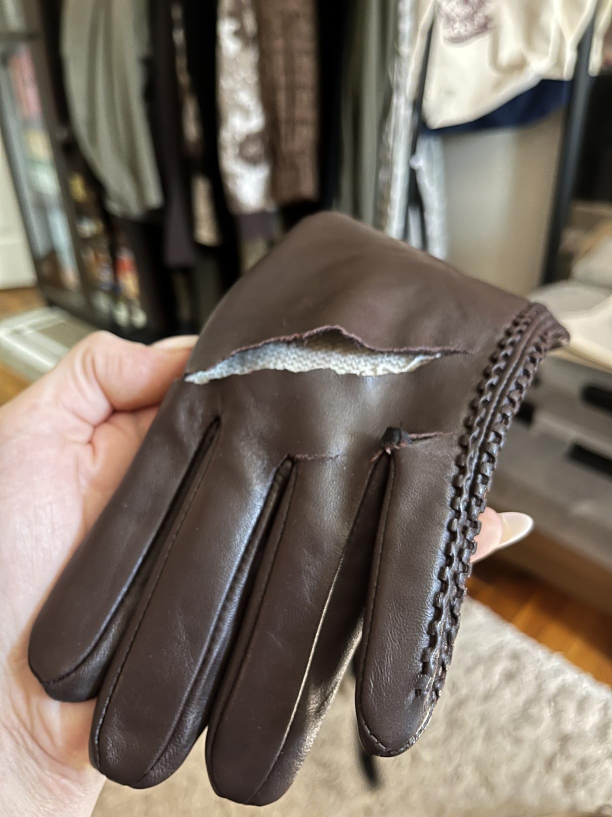 Winter Leather Gloves Women, Warm Wool Lined Finger Touchscreen Texting customer photo 2