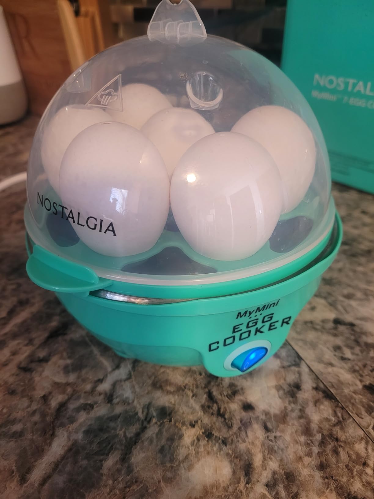 Nostalgia Retro Electric Large Hard-Boiled Egg Cooker, 7 Capacity, Poached, Scrambled, Omelets, Whites, Sandwiches, for Keto & Low-Carb Diets, Aqua customer photo 1