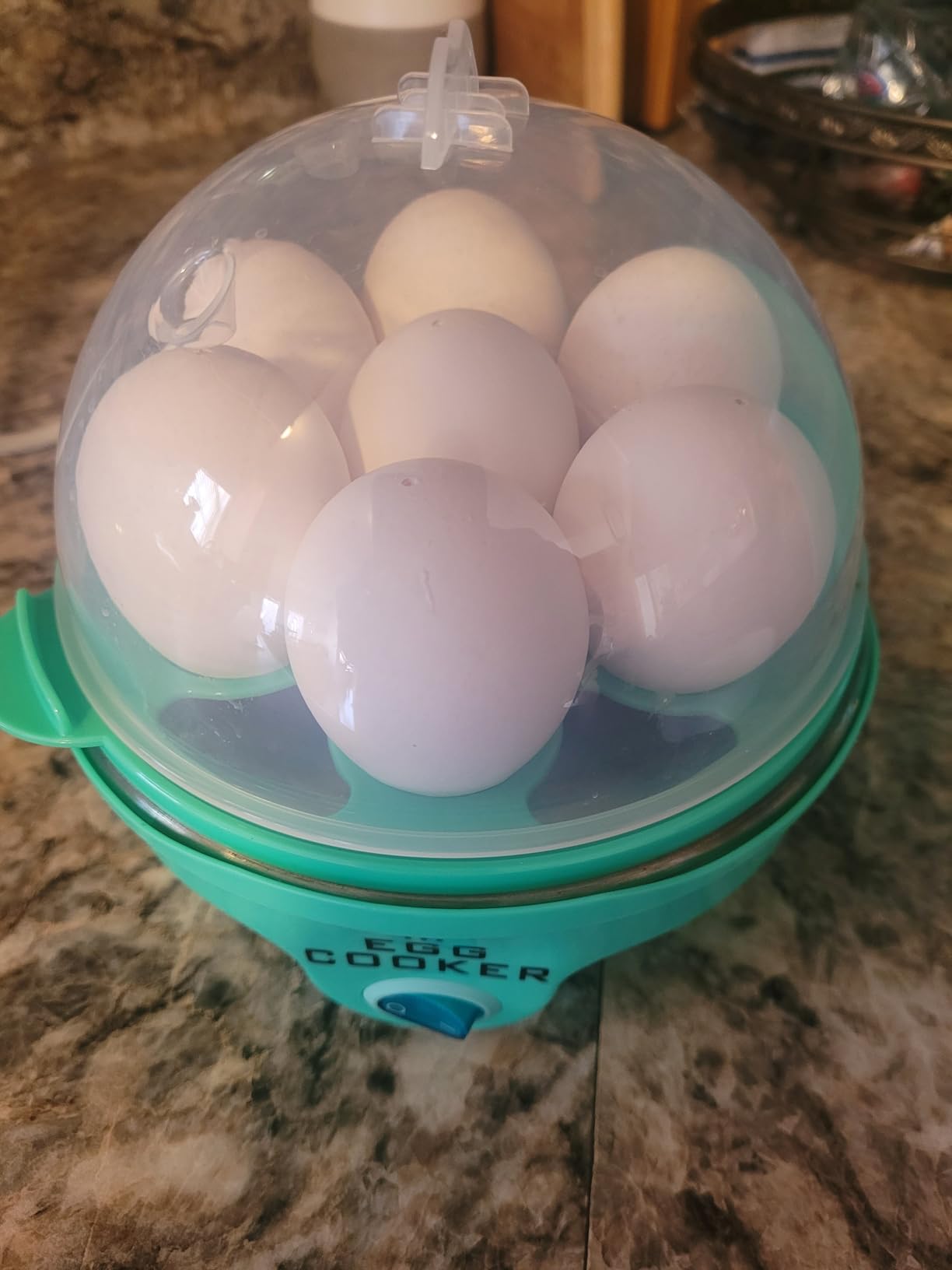 Nostalgia Retro Electric Large Hard-Boiled Egg Cooker, 7 Capacity, Poached, Scrambled, Omelets, Whites, Sandwiches, for Keto & Low-Carb Diets, Aqua customer photo 2