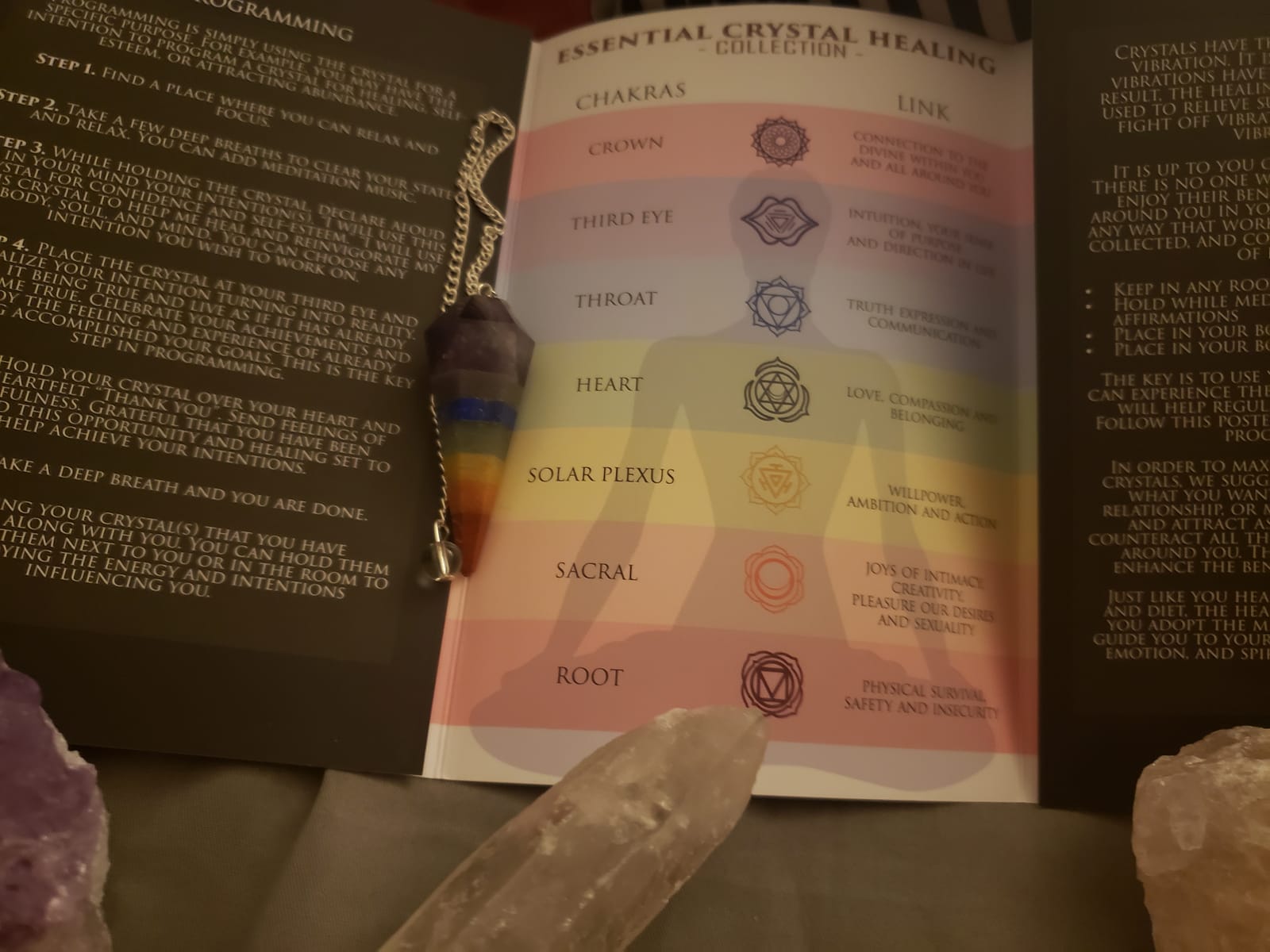 Crystals and Healing Stones Premium Kit Wooden Box - Chakra Stones Healing Crystals Set, Rose Quartz, Amethyst Cluster, Quartz Points, Chakra Pendulum customer photo 2