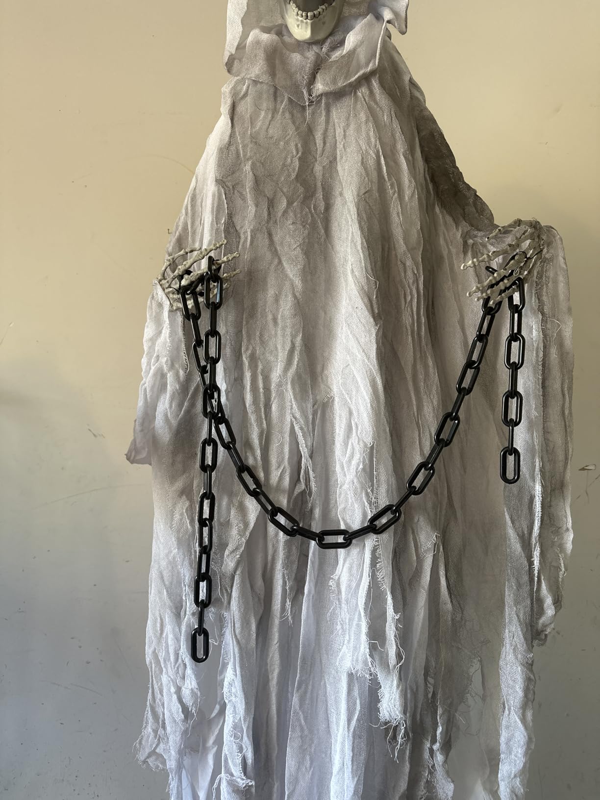 Haunted Hill Farm Life-Size Scary Grim Reaper with Chain, Halloween Animatronic with Touch Activated Lights and Sounds, Battery Operated Indoor or Covered Outdoor Halloween Decorations, Halloween Prop | Life-Size 5.5-Ft Grim Reaper with Chain Animatronic, Touch Lights and Sounds, Battery Operated, Indoor or Outdoor Décor customer photo 2