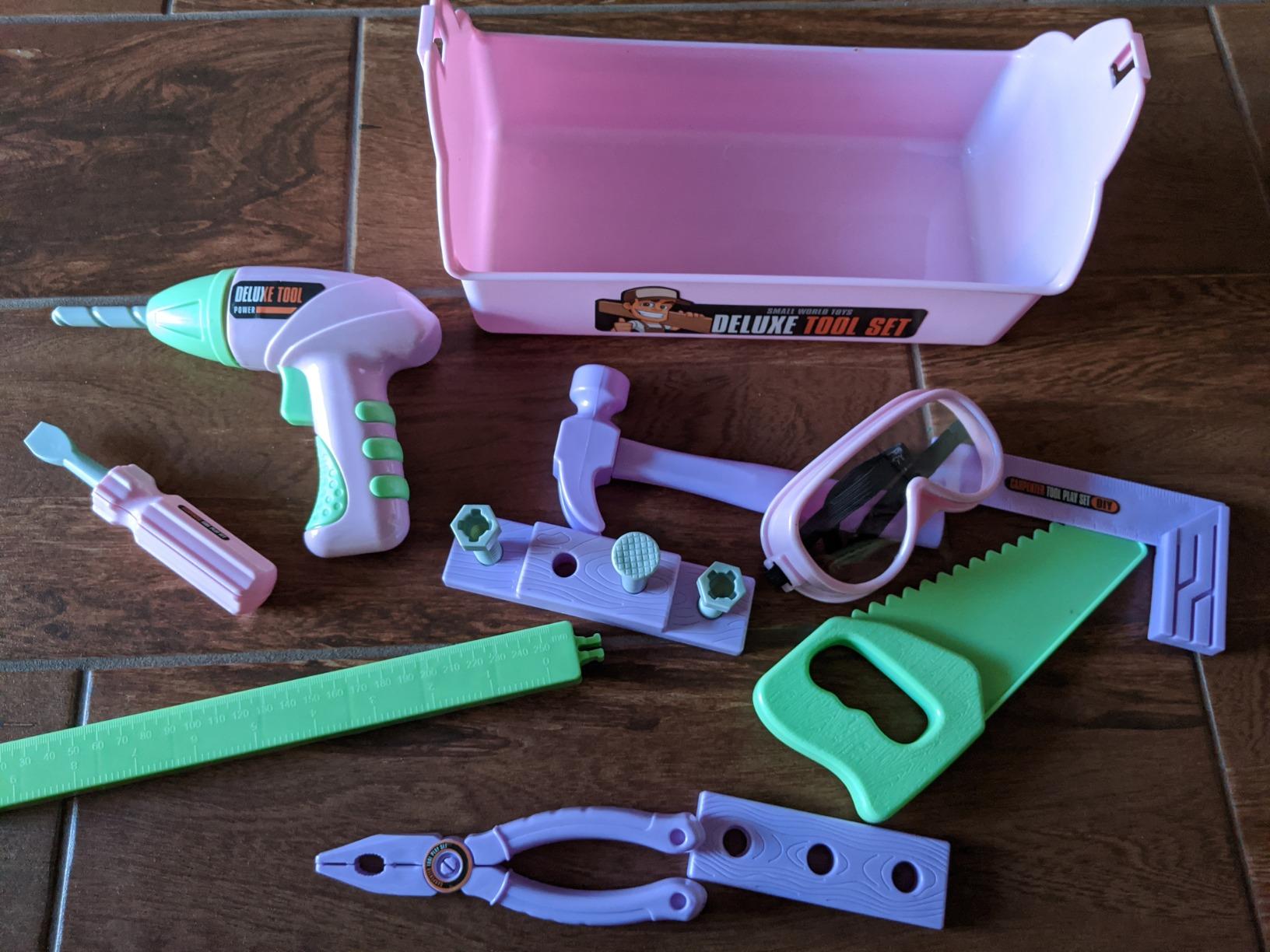Kids Tool Set - Toddler Tool Playset with Toy Drill, Toy Tool Box, Construction Tools - Pretend Play Toddler Girl Toys Gifts for Toddlers Kids Aged 3 4 5 6 (Pink Tools) customer photo 1