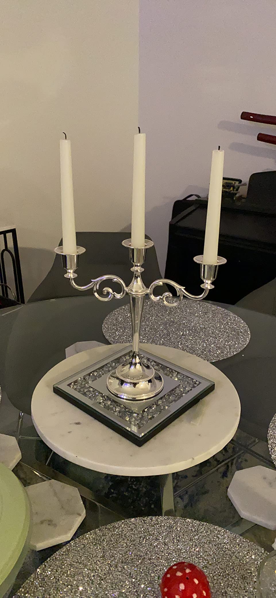 OwnMy 3 Arms Metal Candelabra Gold Taper Candlestick Holder | European Elegant Candle Holder, Metal Candle Stand for Wedding Dining Table Christmas Party Home Decoration customer photo 1