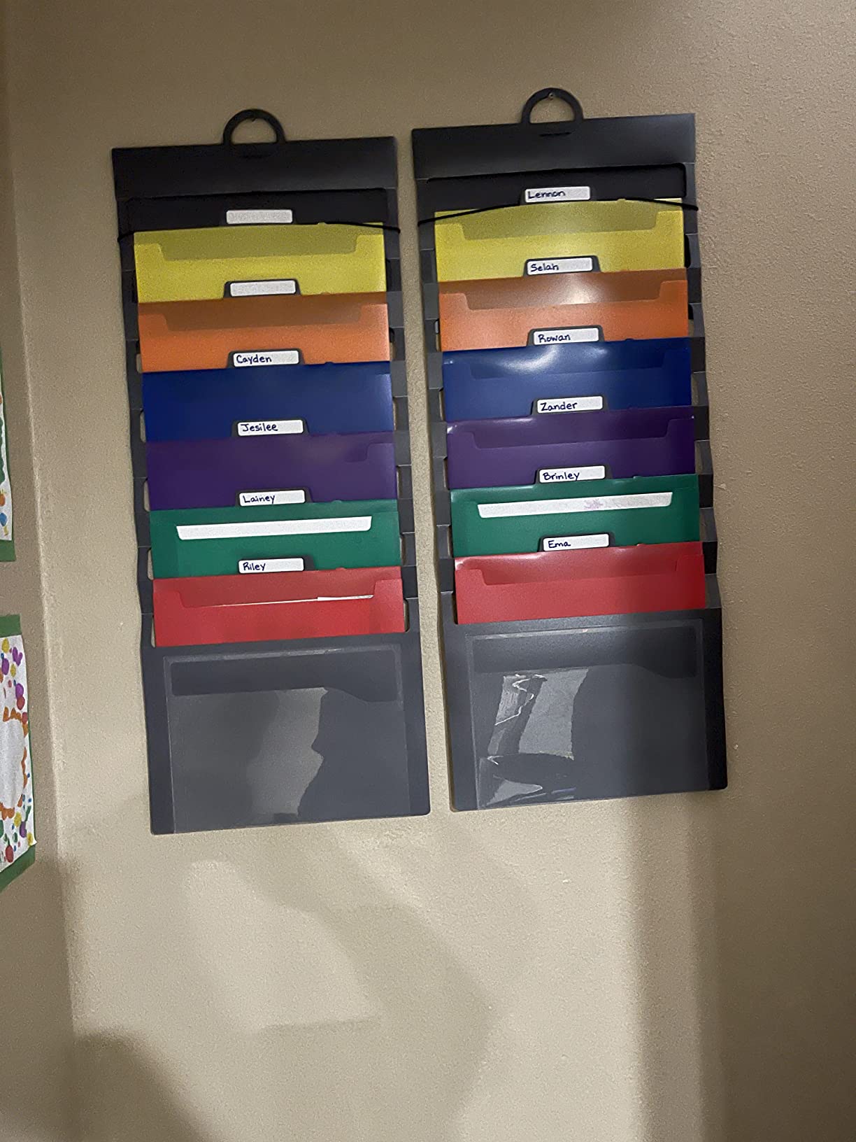 Samsill Cascading Wall File Organizer, Classroom Organization and Storage, 6 Removable Poly Hanging File Folders, Command Center Wall Organizer, Gray with Assorted Color Folders customer photo 1