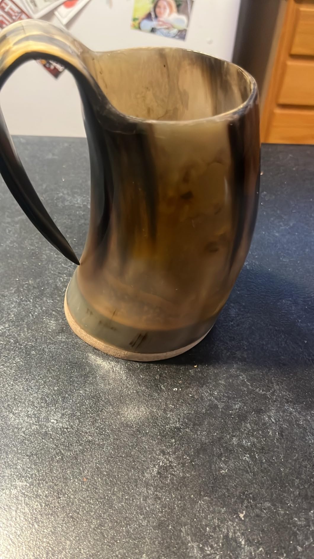 Viking Drinking Horn Mug - Unique Gifts for Men, 15-20 Oz Natural Ox Horn Cup & Coffee Stein | Cool Unique Gift for Brother or Dad, Home Decor Accessories | Shot Glasses for Beer, Ale, Mead, Whiskey customer photo 2