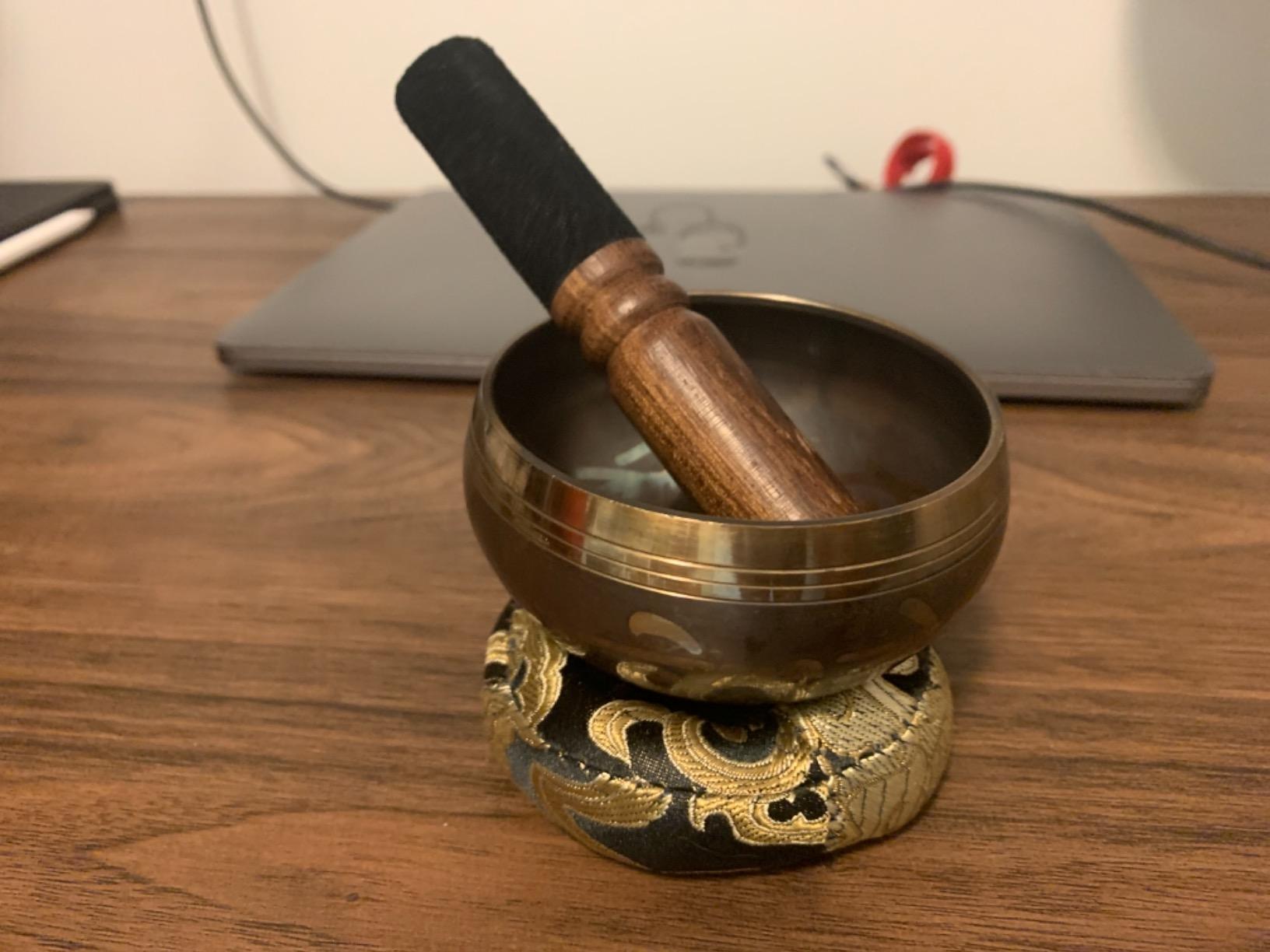 DOMESTAR Tibetan Singing Bowl Set, Authentic Handmade Meditation Bowl customer photo 2