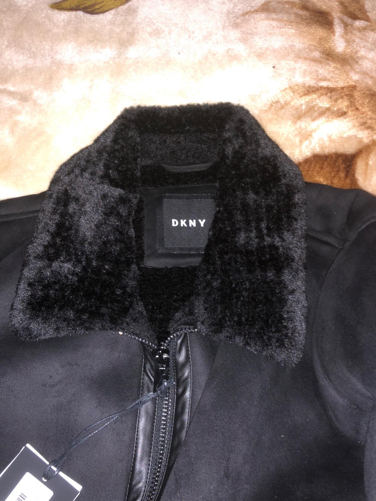 DKNY Men's Faux Shearling Bomber Jacket With Faux Fur Collar customer photo 2