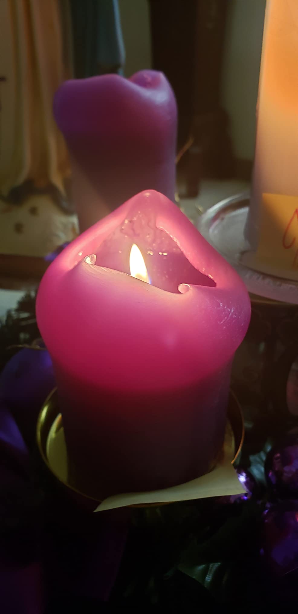 Purple Ribbon Advent Wreath Ring Candle Holder for Pillar Candles - Large, Christmas Candle Decor, Advent Gifts customer photo 1