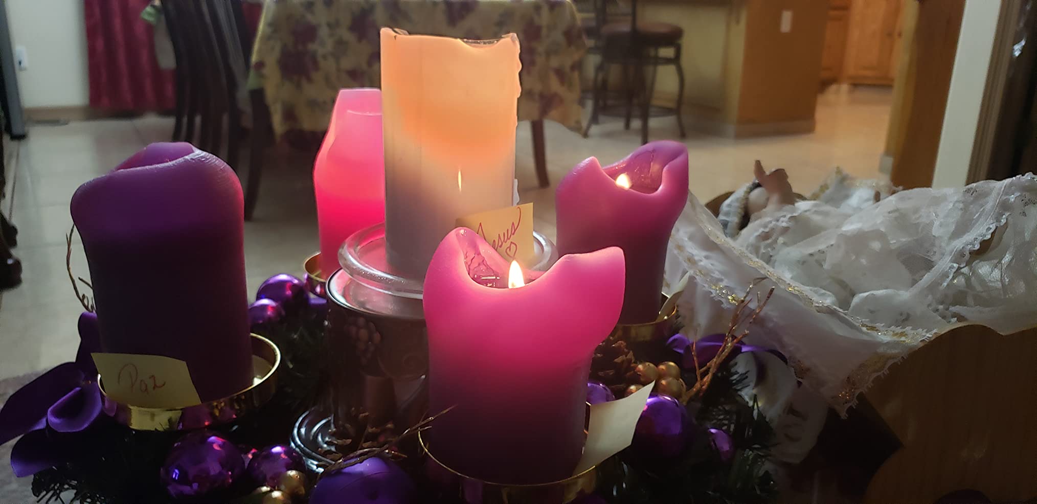 Purple Ribbon Advent Wreath Ring Candle Holder for Pillar Candles - Large, Christmas Candle Decor, Advent Gifts customer photo 2