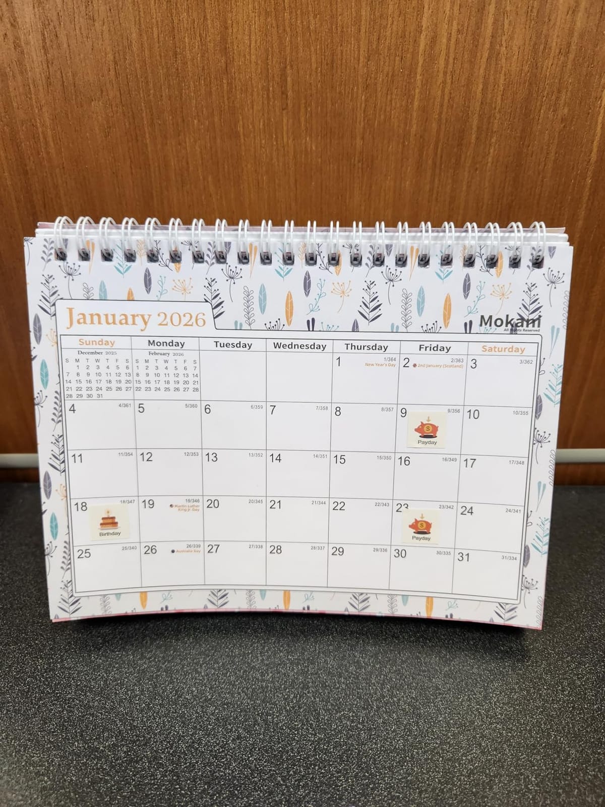 Mokani Small Desk Calendar 2026-2027, Desktop Calendar Oct.2026-Dec.2027 customer photo 1