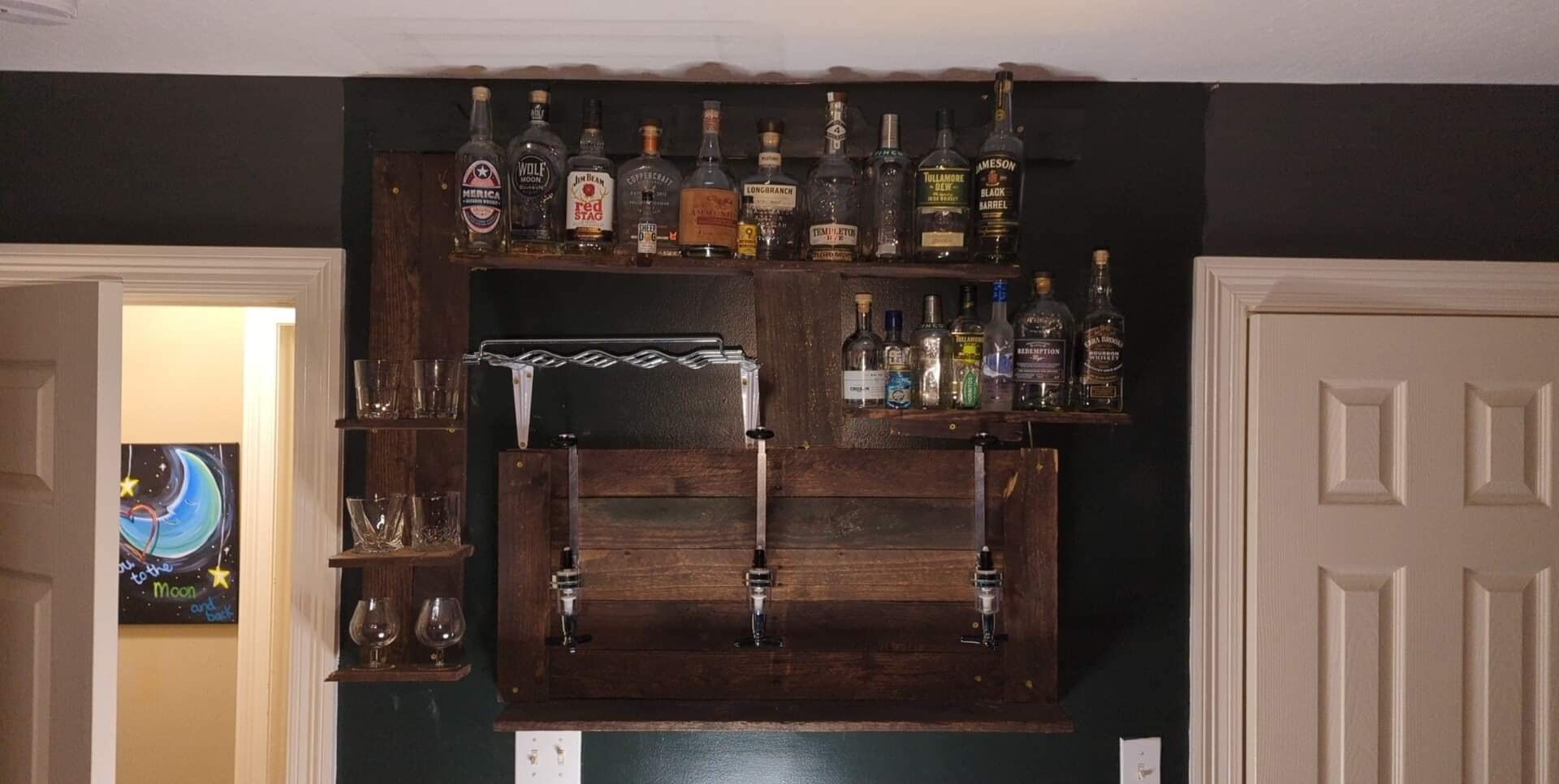 4 Bottle Wall Mounted Liquor Dispenser Bar Butler Bracket Solo Optic Spirit Wine Beer Alcohol Bottle Beverage Stand Revolving Nozzle Drinkware Set customer photo 1