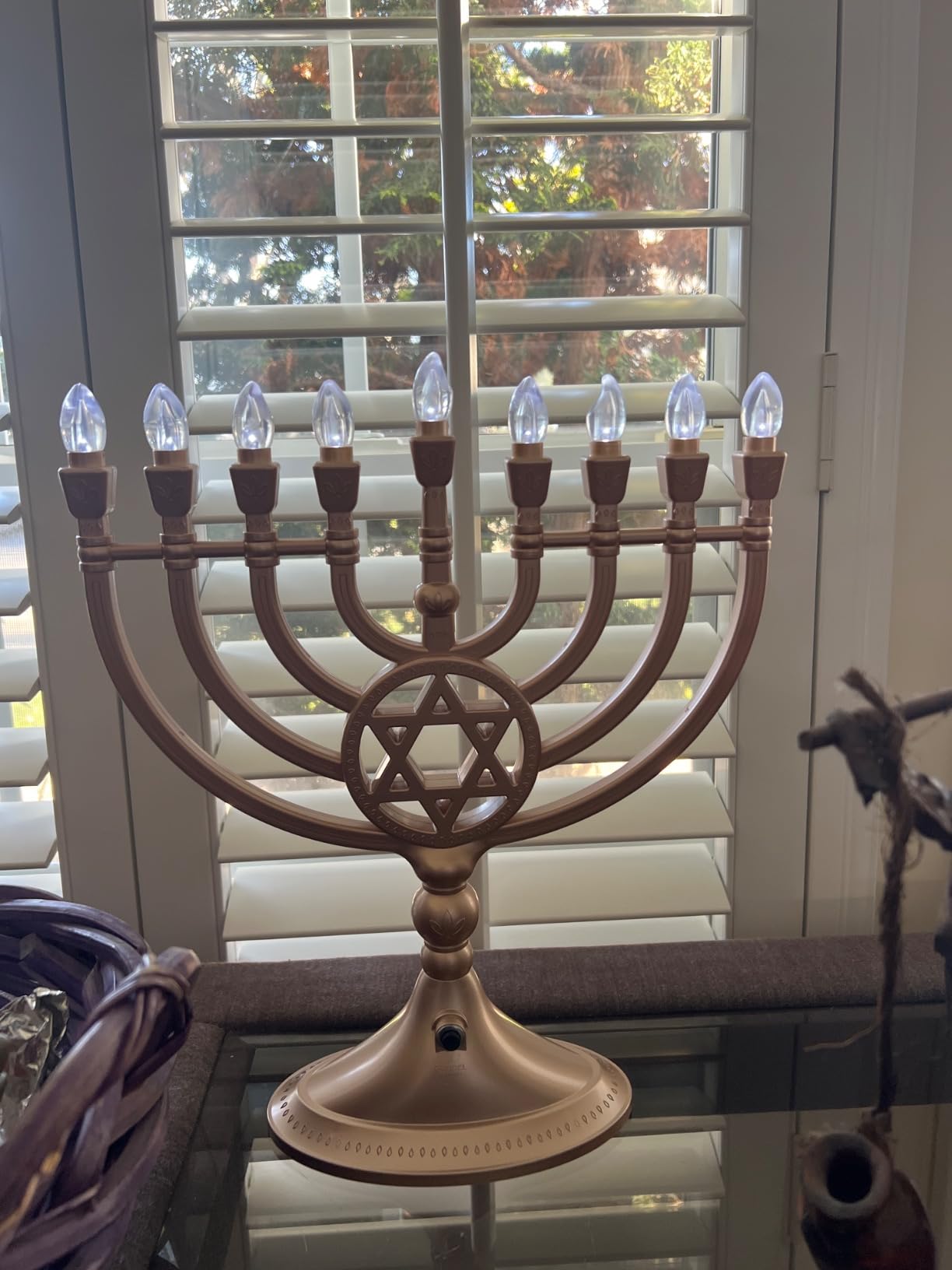 The Dreidel Company Traditional LED Electric Silver Mettalic Hanukkah Menorah -Full Size 13 Inches High 3 AA Battery or USB Powered - Includes a Micro USB 4' Charging Cable customer photo 1