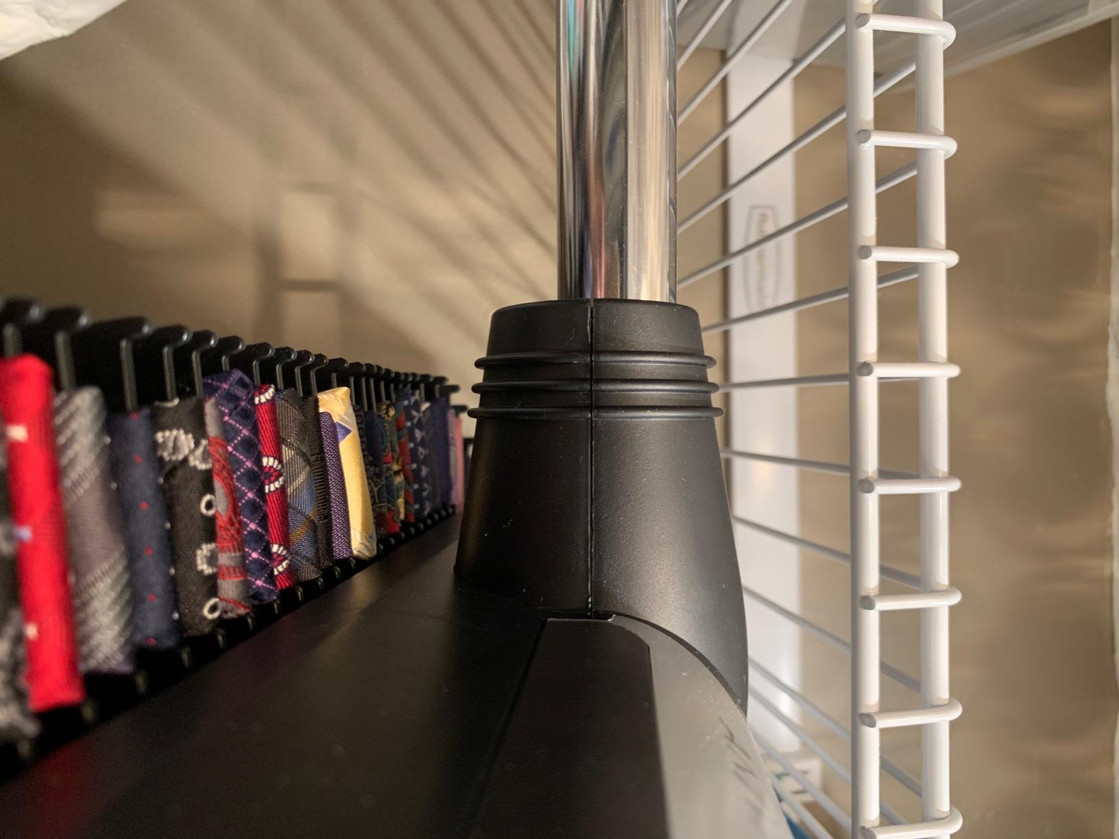 Motorized Tie Rack Closet Organizer with LED Lights Includes J Hooks for Wired Shelving Stores Up to 72 Ties & 8 Belts, Operates with Batteries customer photo 1