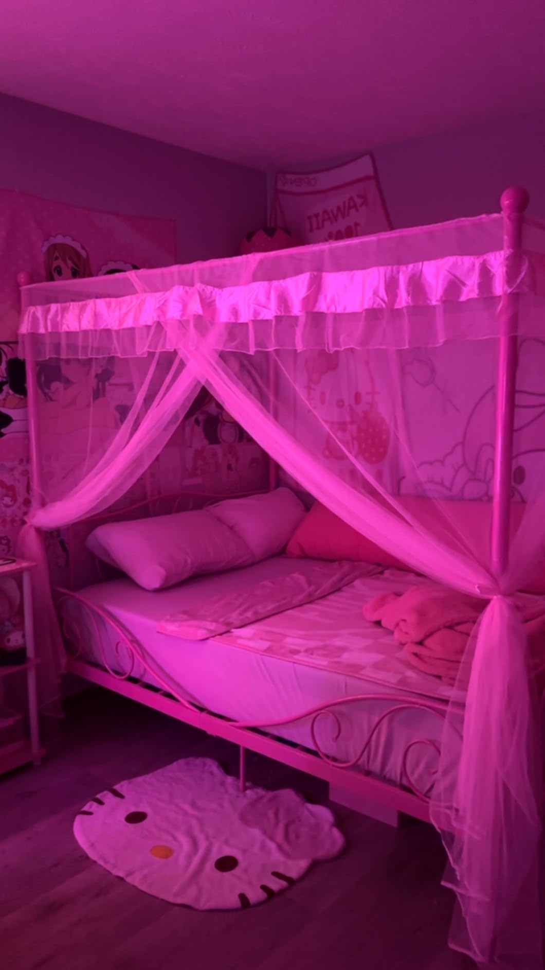 Mengersi Rainbow Canopy Bed Curtains with Lights - Princess Bed Canopy for Girls - Bed Drapes Netting- Bedroom Decoration Accessories,Twin customer photo 2