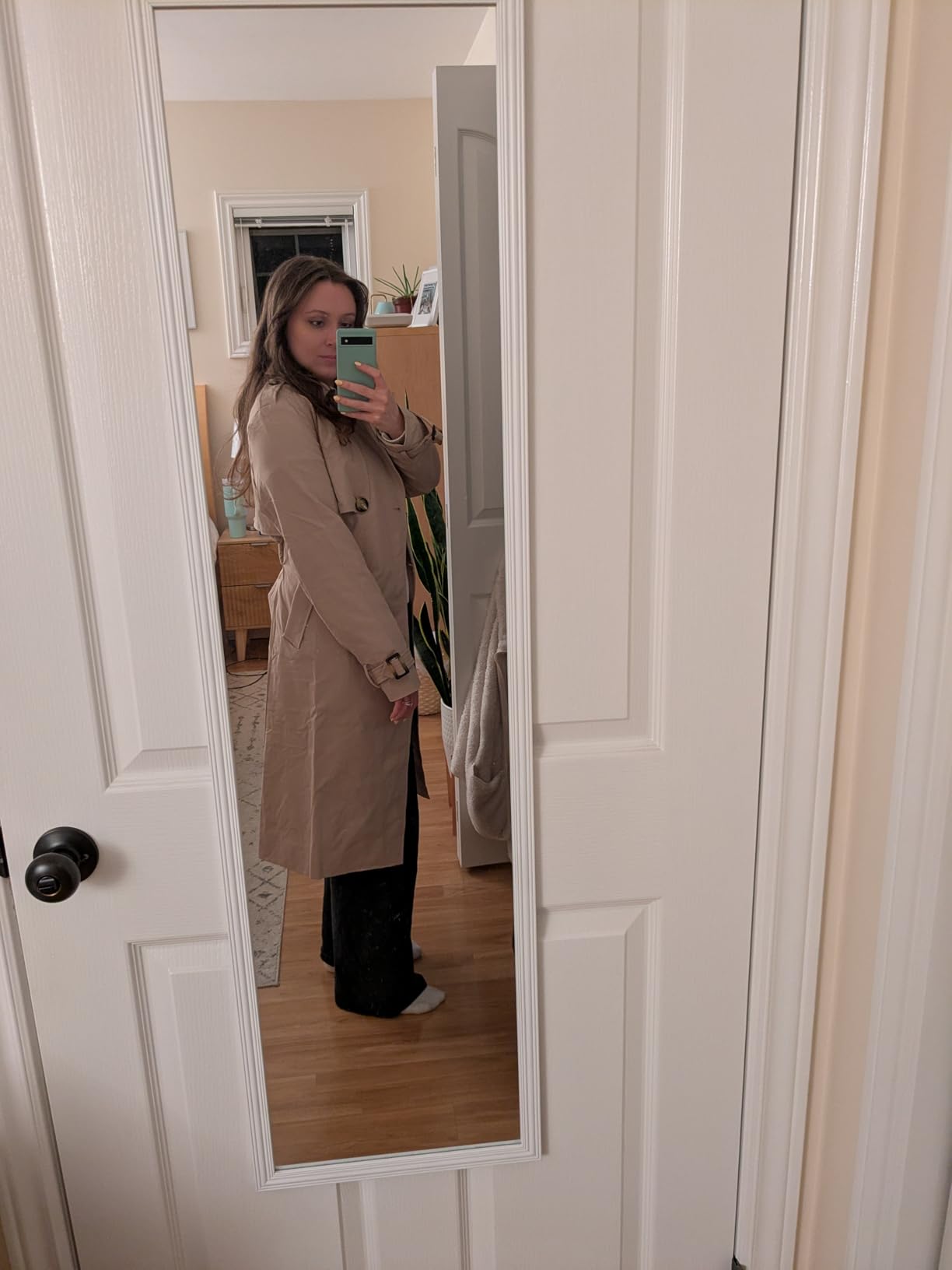 Orolay Women's 3/4 Length Double Breasted Trench Coat Lapel Jacket with Belt customer photo 2