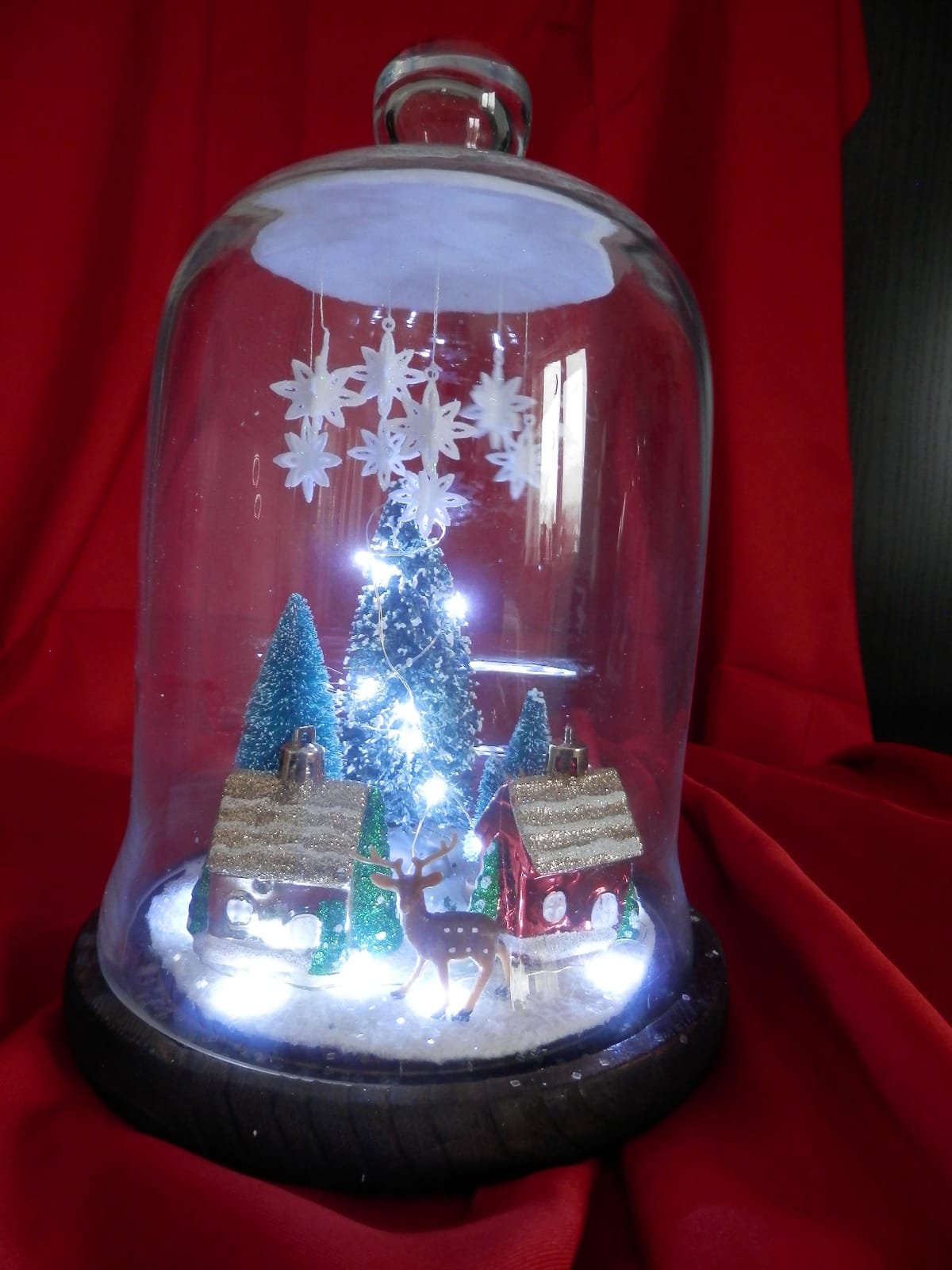 MyGift Clear Cloche Glass Dome, Display Bell Jar with Top Handle and Rustic Brown Solid Wood Base, Set of 2 customer photo 1