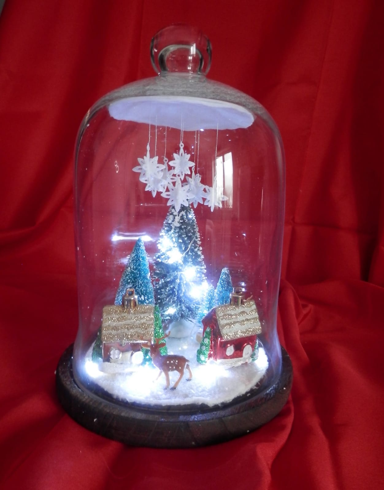 MyGift Clear Cloche Glass Dome, Display Bell Jar with Top Handle and Rustic Brown Solid Wood Base, Set of 2 customer photo 2