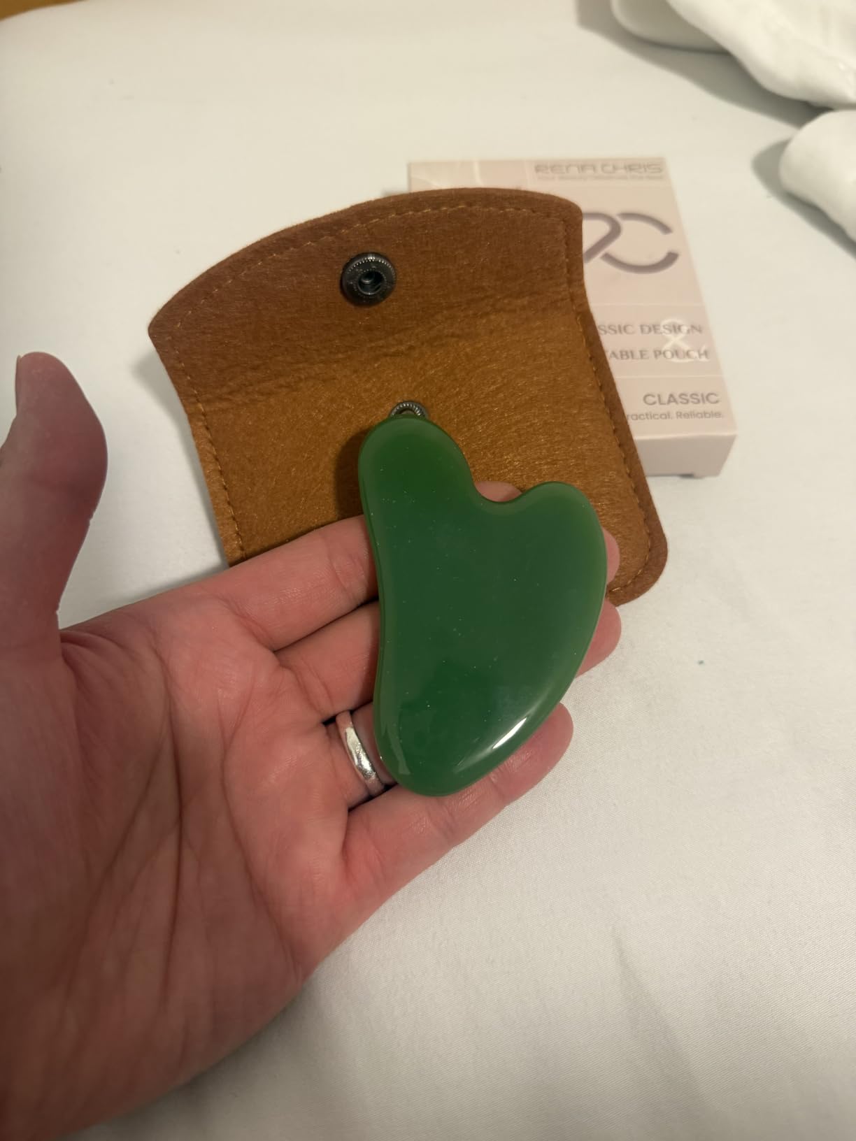 Rena Chris Gua Sha Facial Tools: Jade Stone Guasha Tool for Face Acupuncture Therapy customer photo 2